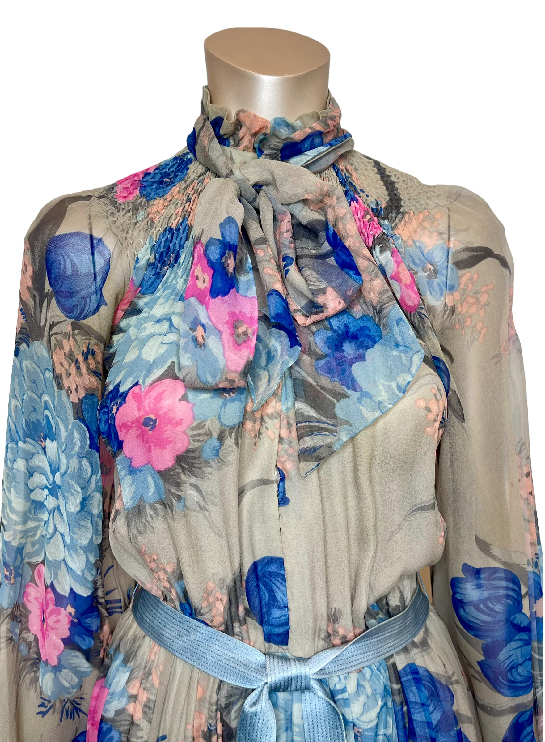 70s Gorgeous Silk Floral Dress Made In Japan By Hanae Mori - Image 3