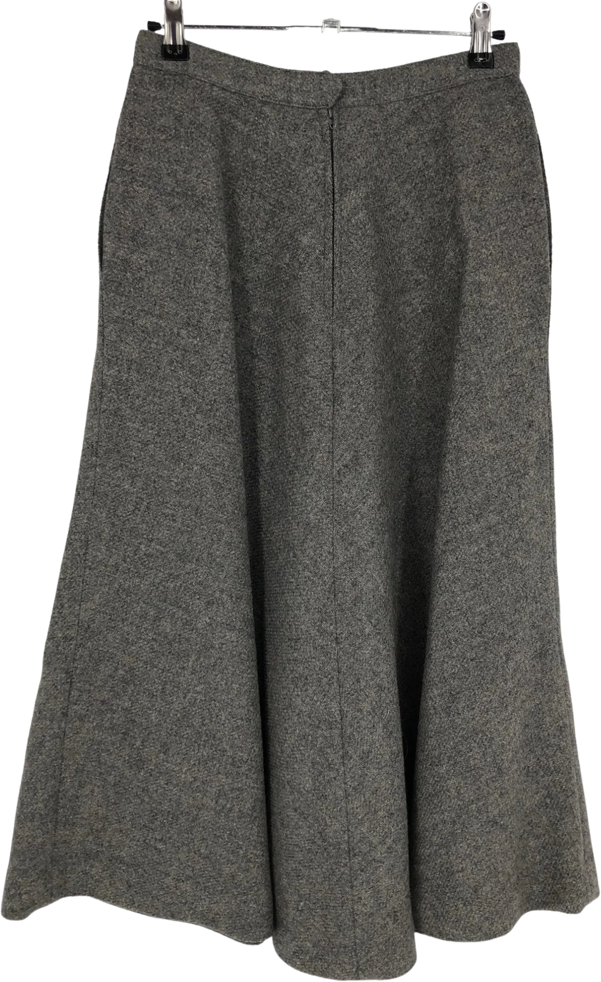 70s Gray Wool Pleat Front Midi Skirt By Evan Picone - Image 2
