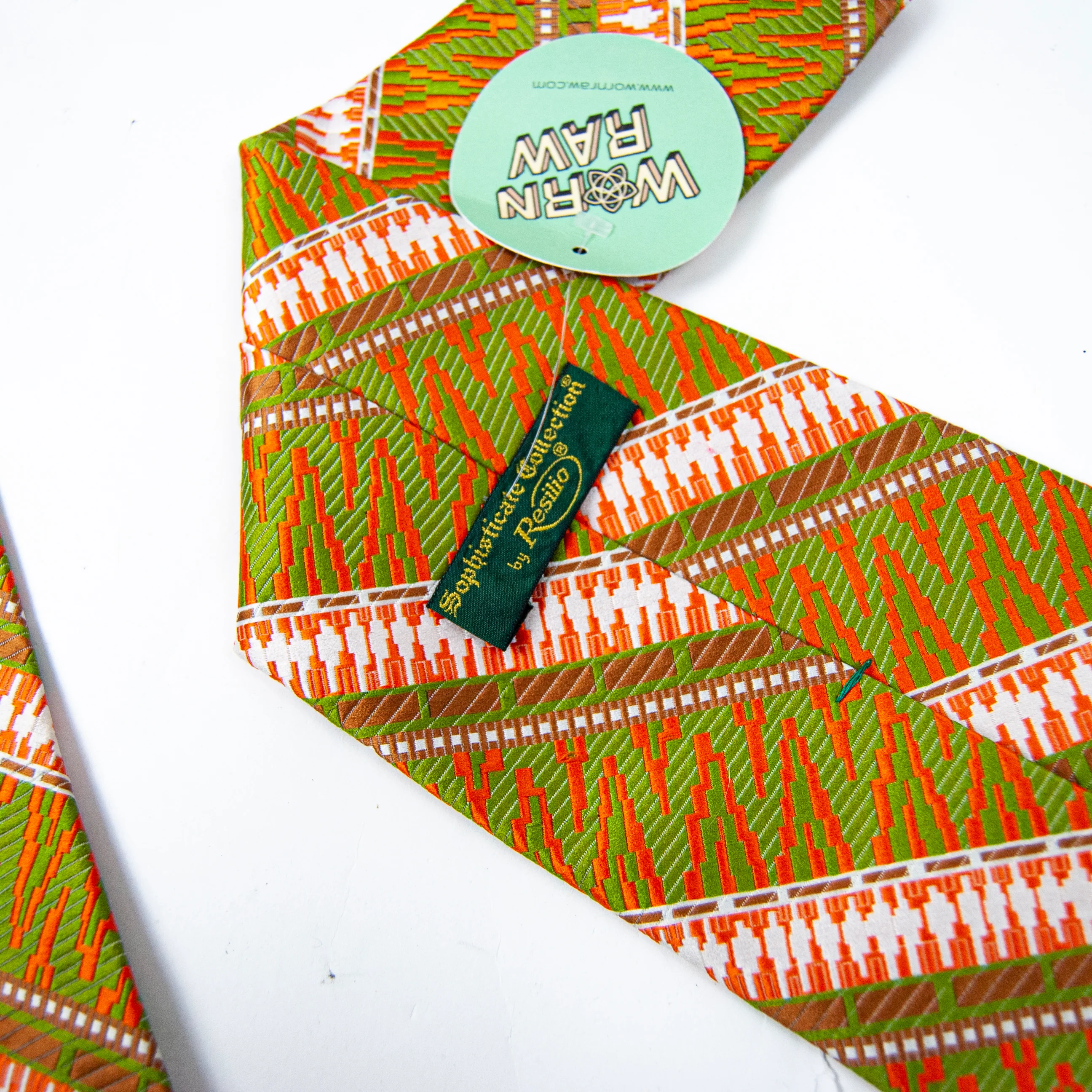 70s Green And Orange Funky Abstract Tie By Resilio - Image 4