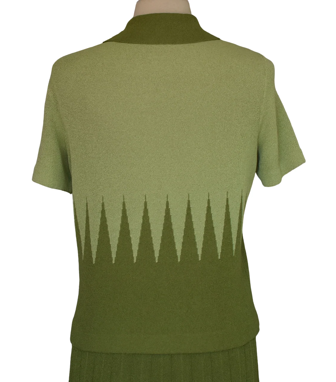 70s Green Cardigan Sweater And Skirt Set Zig Zag By Kimberly Knitwear - Image 10