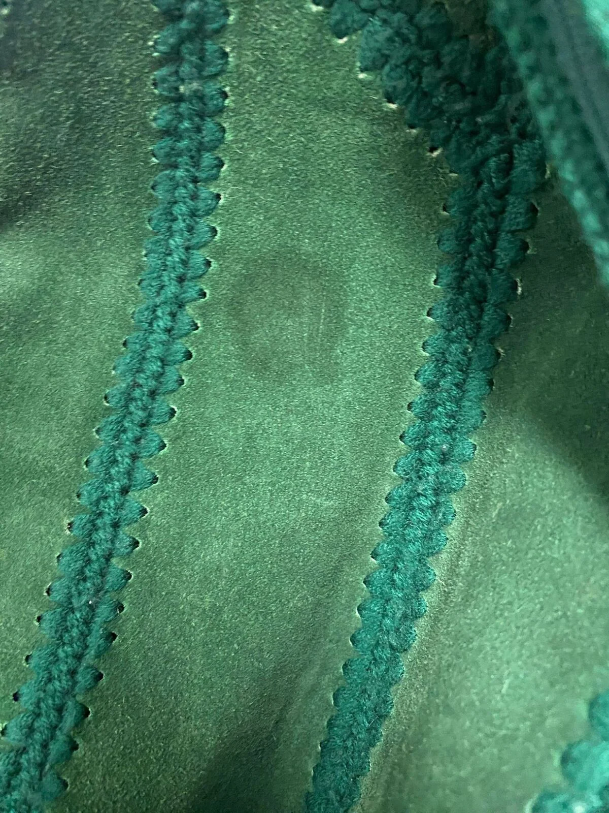 70s Green Suede Leather Skirt Vest Patchwork Crochet by Ms Today - Image 9