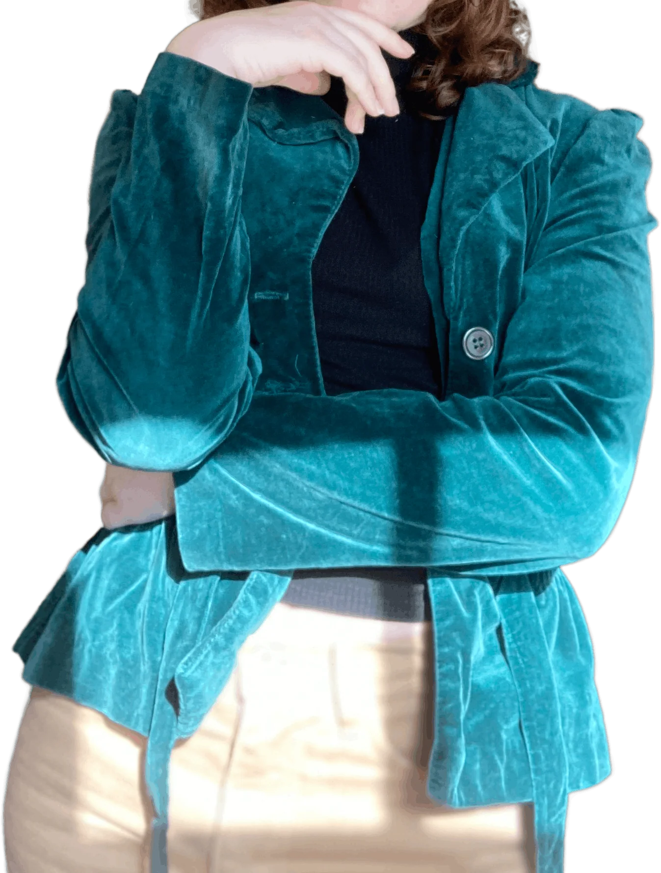 70s Green Velvet Classy Blazer By College Town