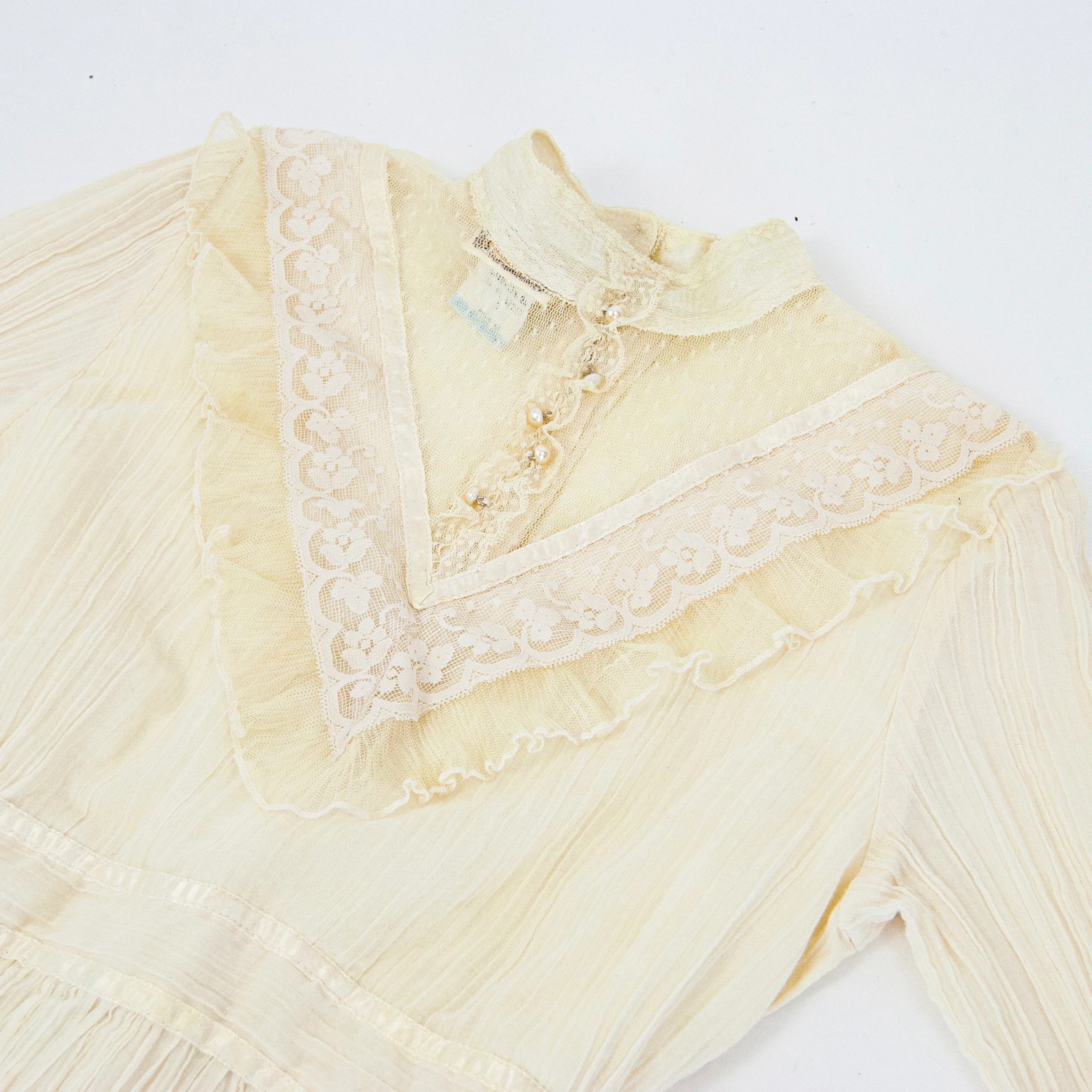 70s Gunne Sax Cream Victorian Style Mini Dress By Gunne Sax - Image 8