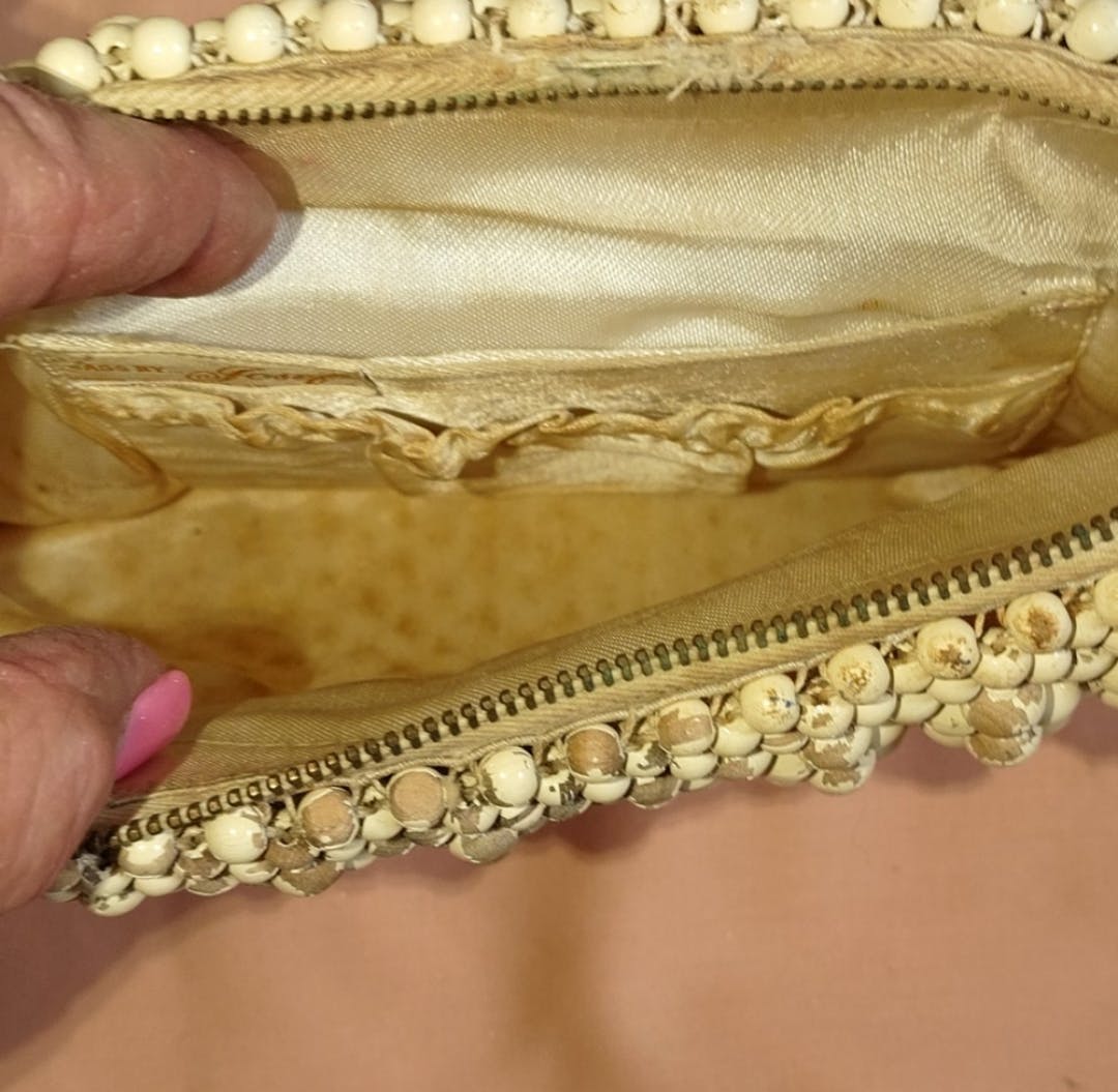 70's Hand Beaded Japanese Clutch with Zip Closure by Sass By Josef - Image 3