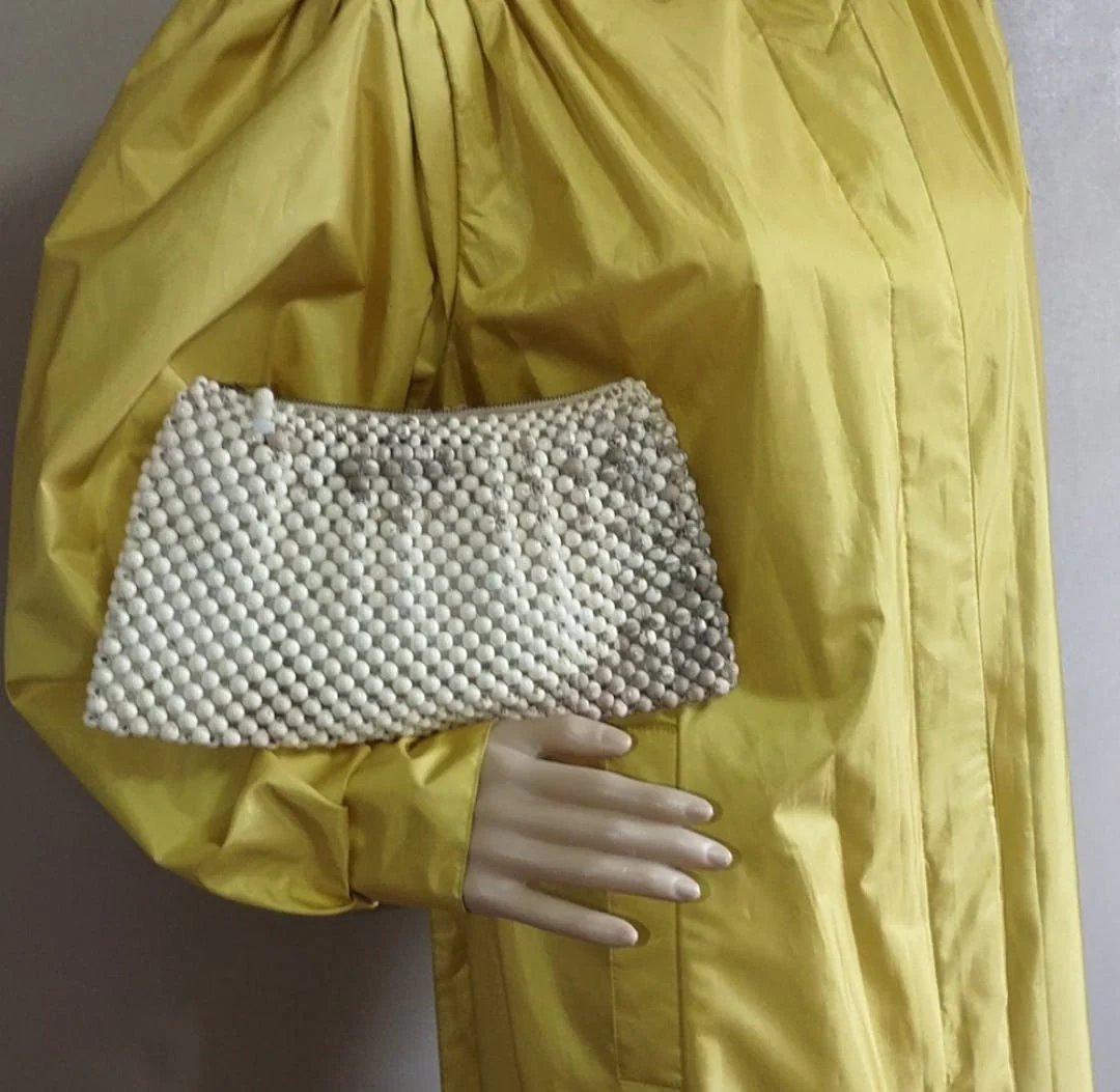 70's Hand Beaded Japanese Clutch with Zip Closure by Sass By Josef - Image 6