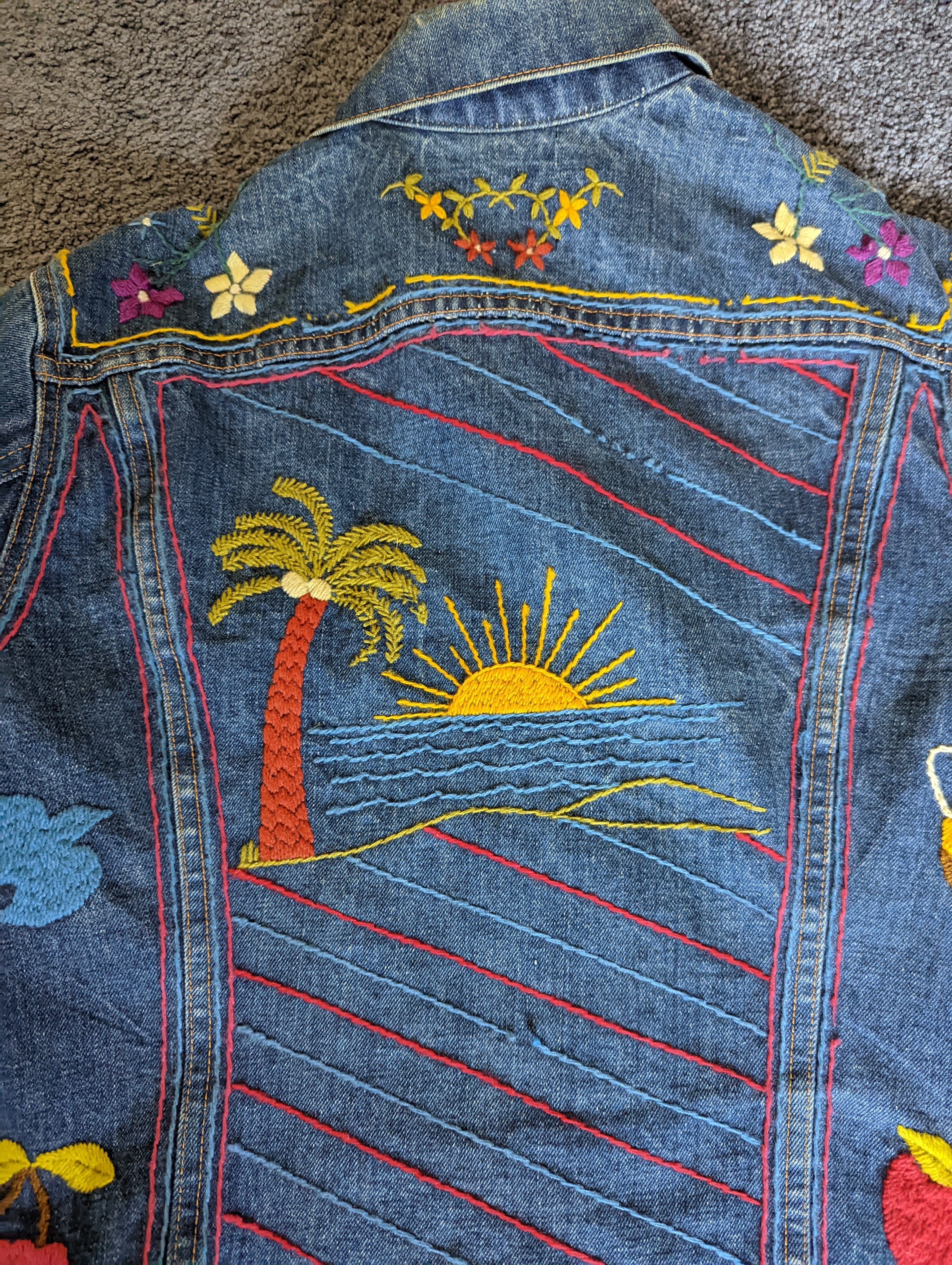 70s Hand Embroidered Denim Trucker Jacket by Levi's - Image 10