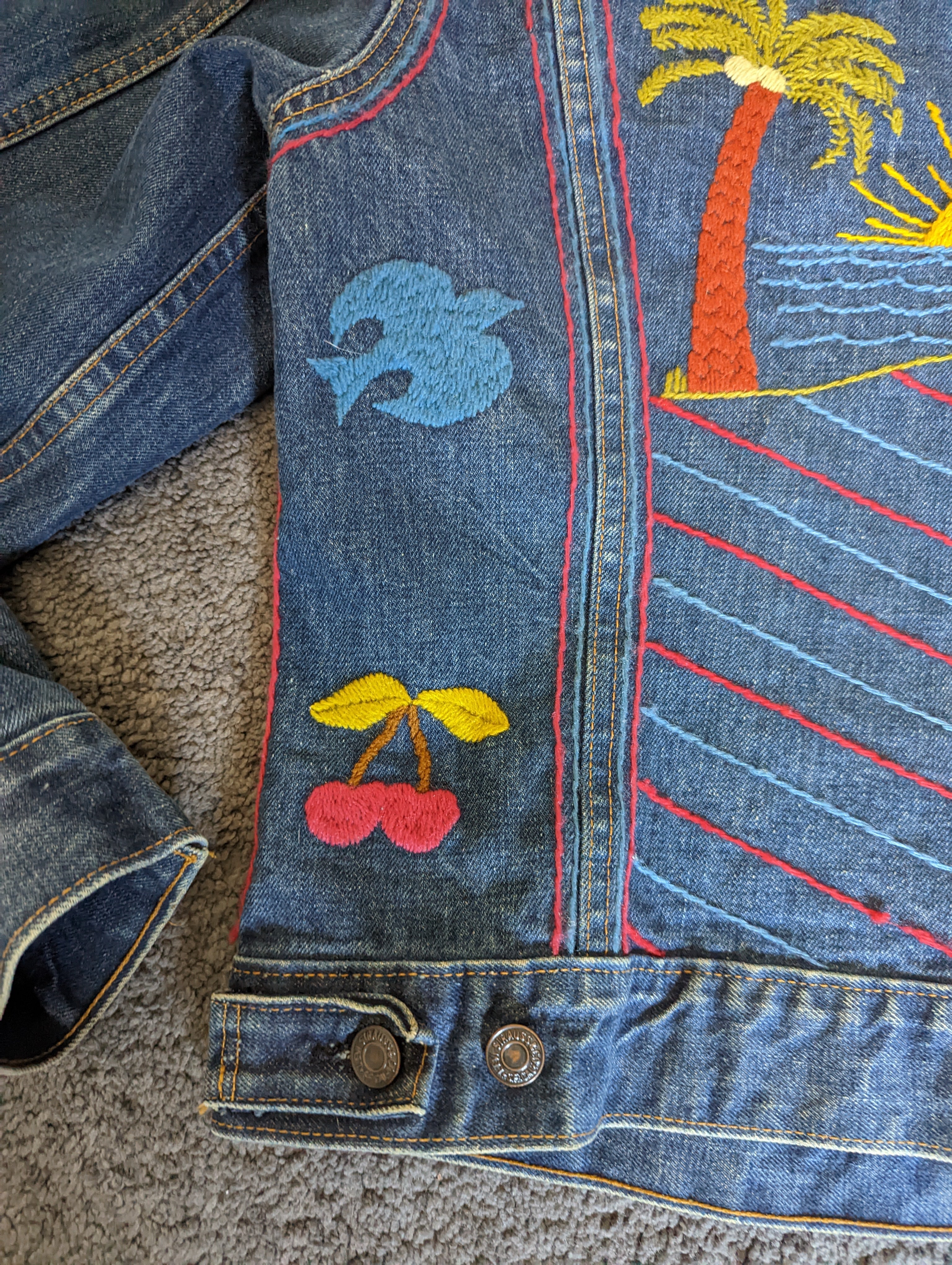 70s Hand Embroidered Denim Trucker Jacket by Levi's - Image 12