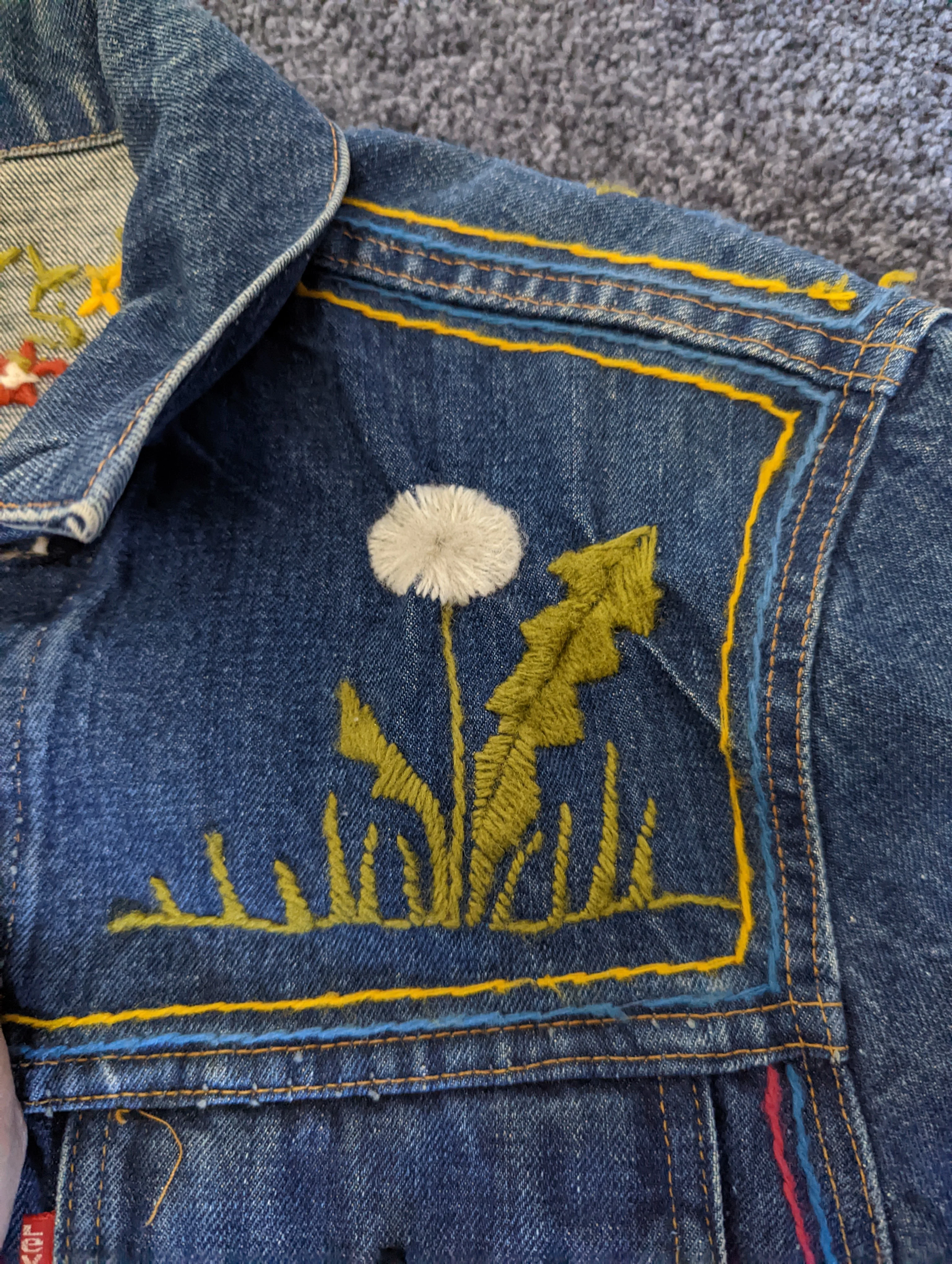 70s Hand Embroidered Denim Trucker Jacket by Levi's - Image 13