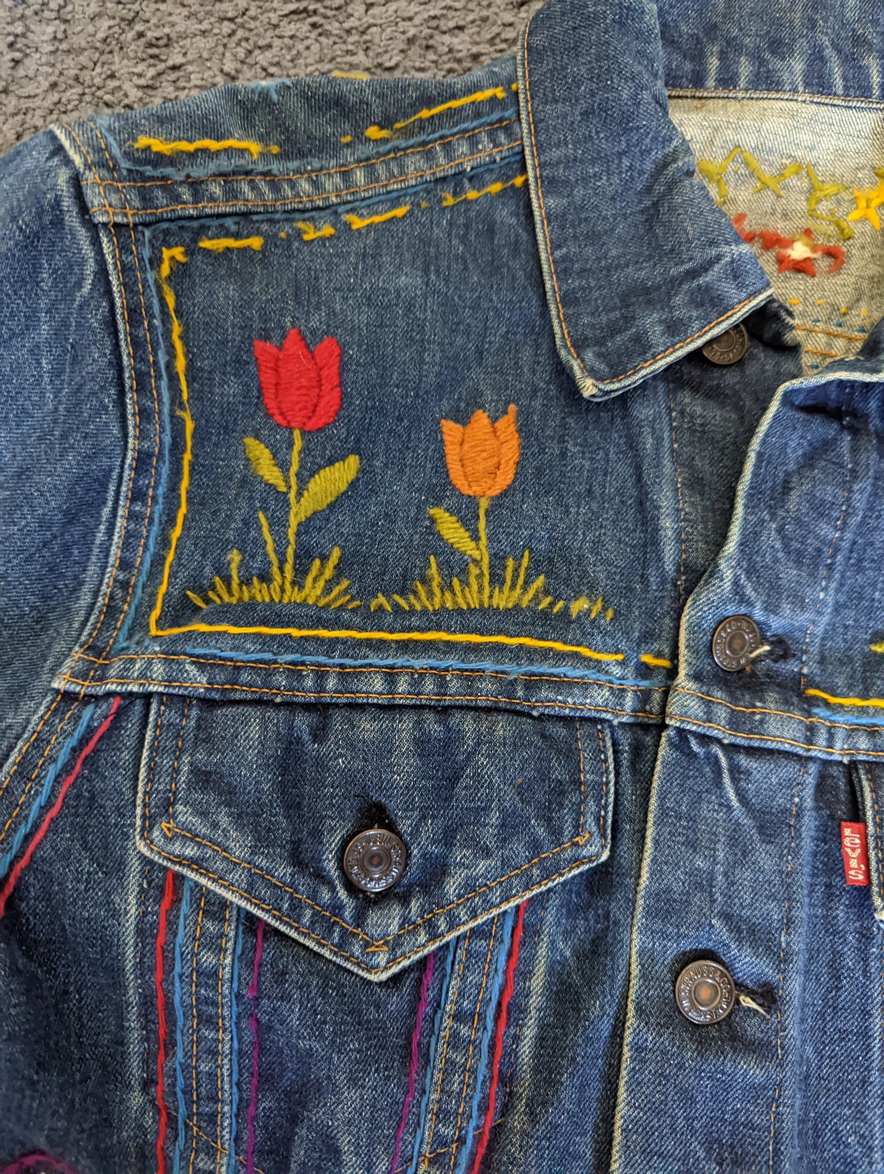 70s Hand Embroidered Denim Trucker Jacket by Levi's - Image 14