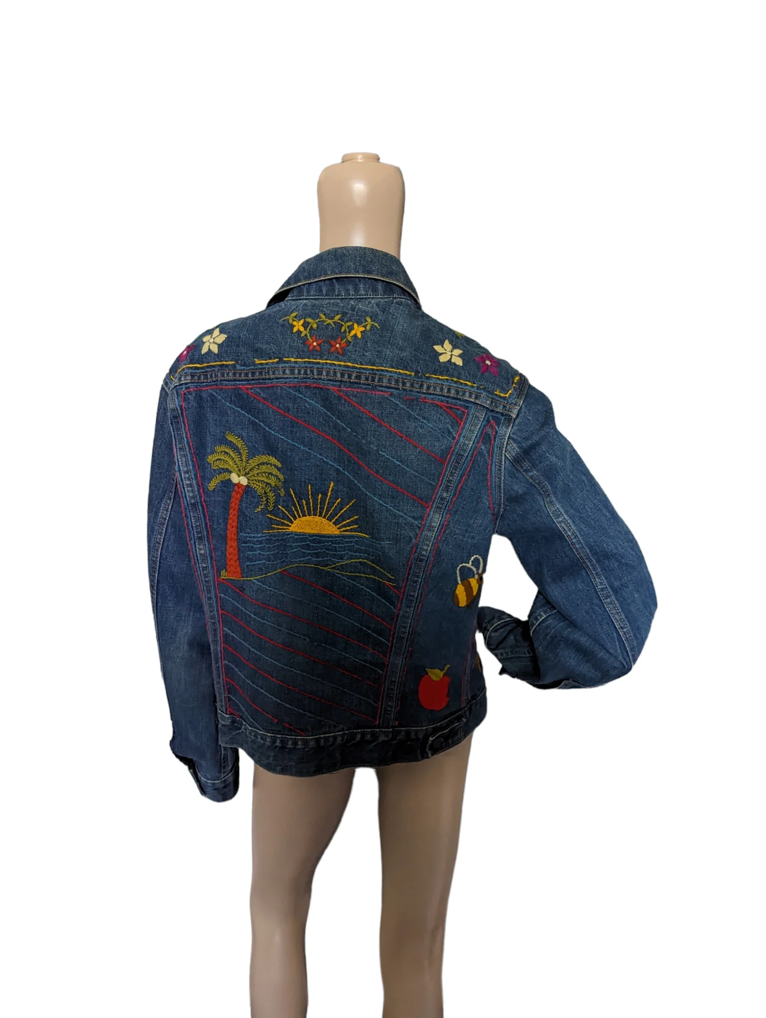 70s Hand Embroidered Denim Trucker Jacket by Levi's - Image 4