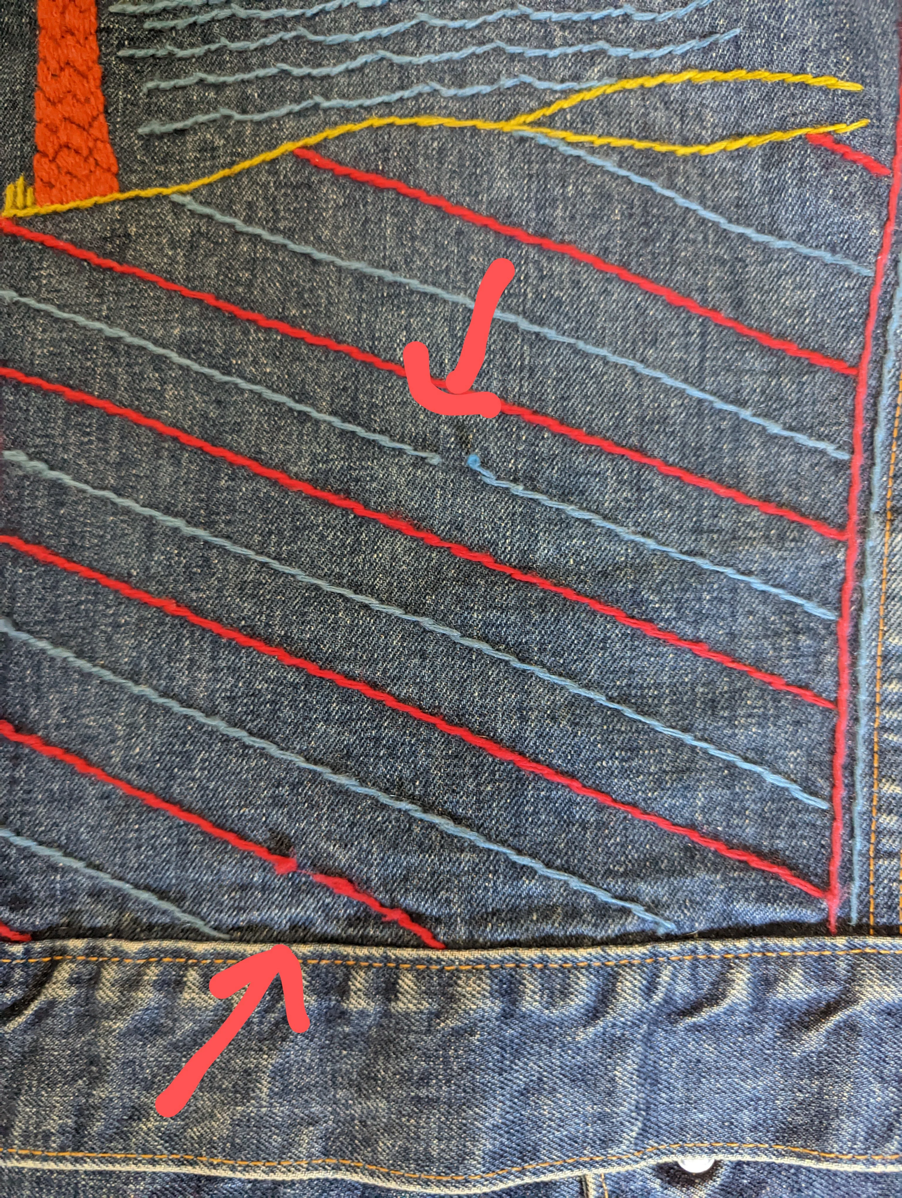 70s Hand Embroidered Denim Trucker Jacket by Levi's - Image 6