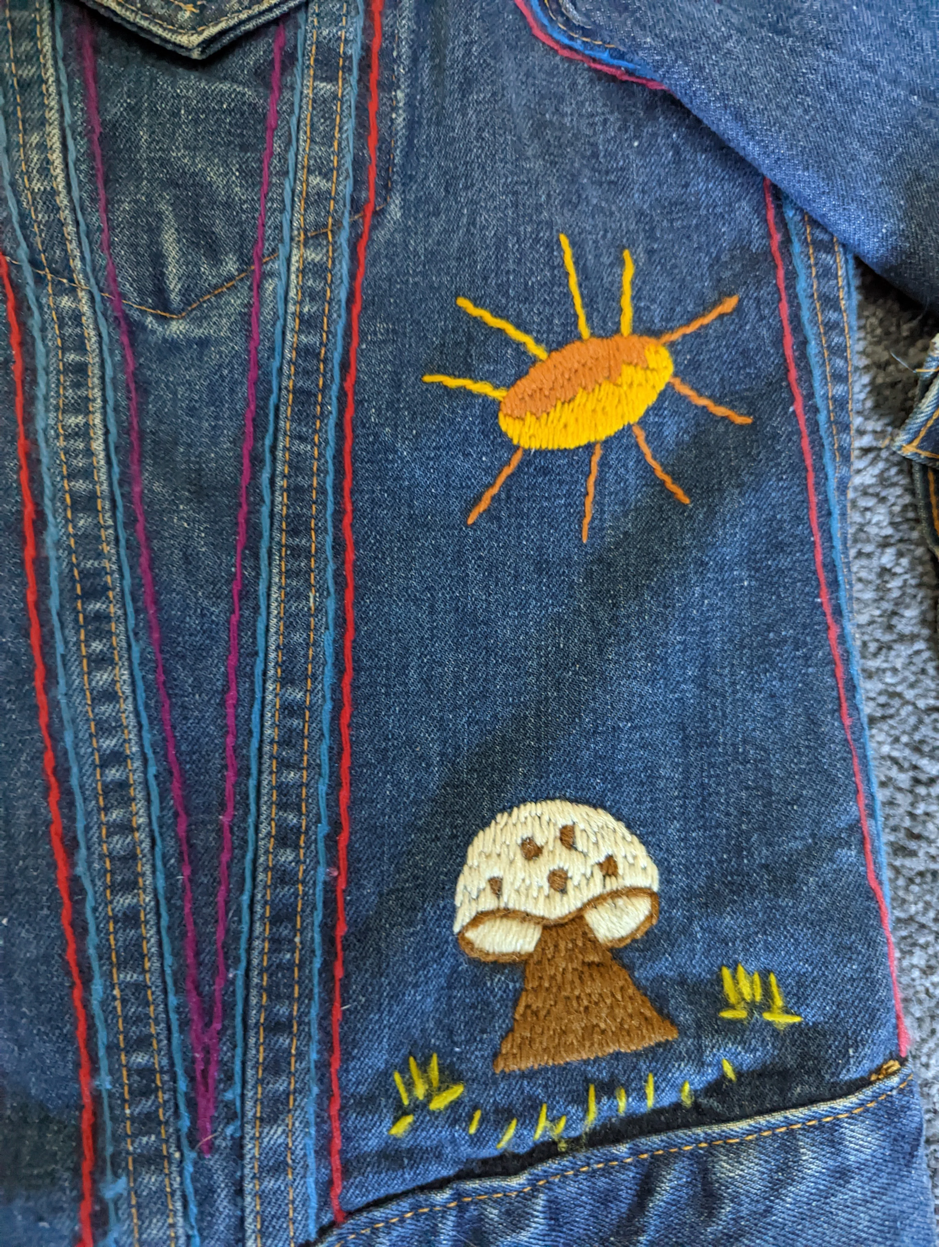 70s Hand Embroidered Denim Trucker Jacket by Levi's - Image 7