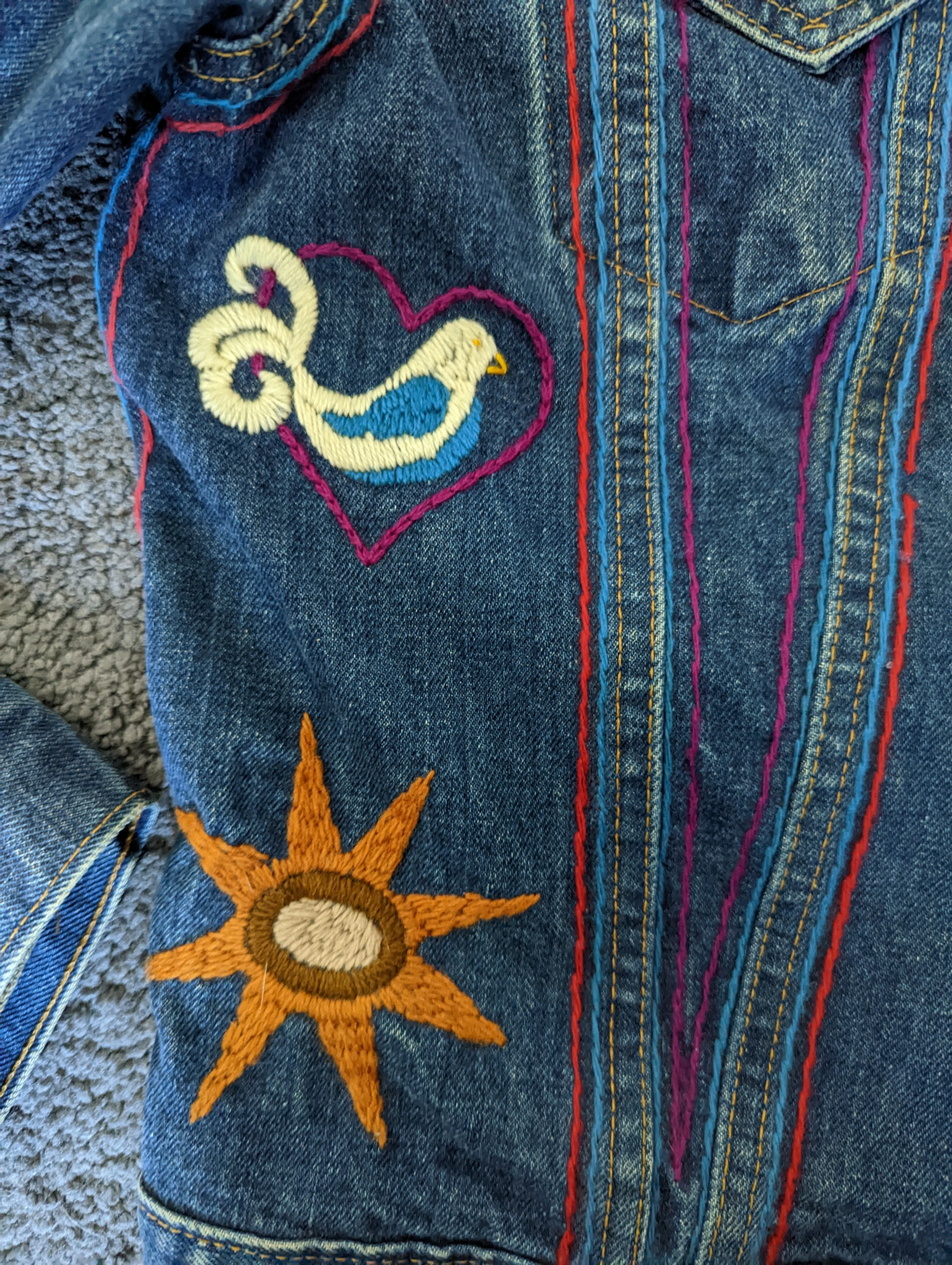 70s Hand Embroidered Denim Trucker Jacket by Levi's - Image 8