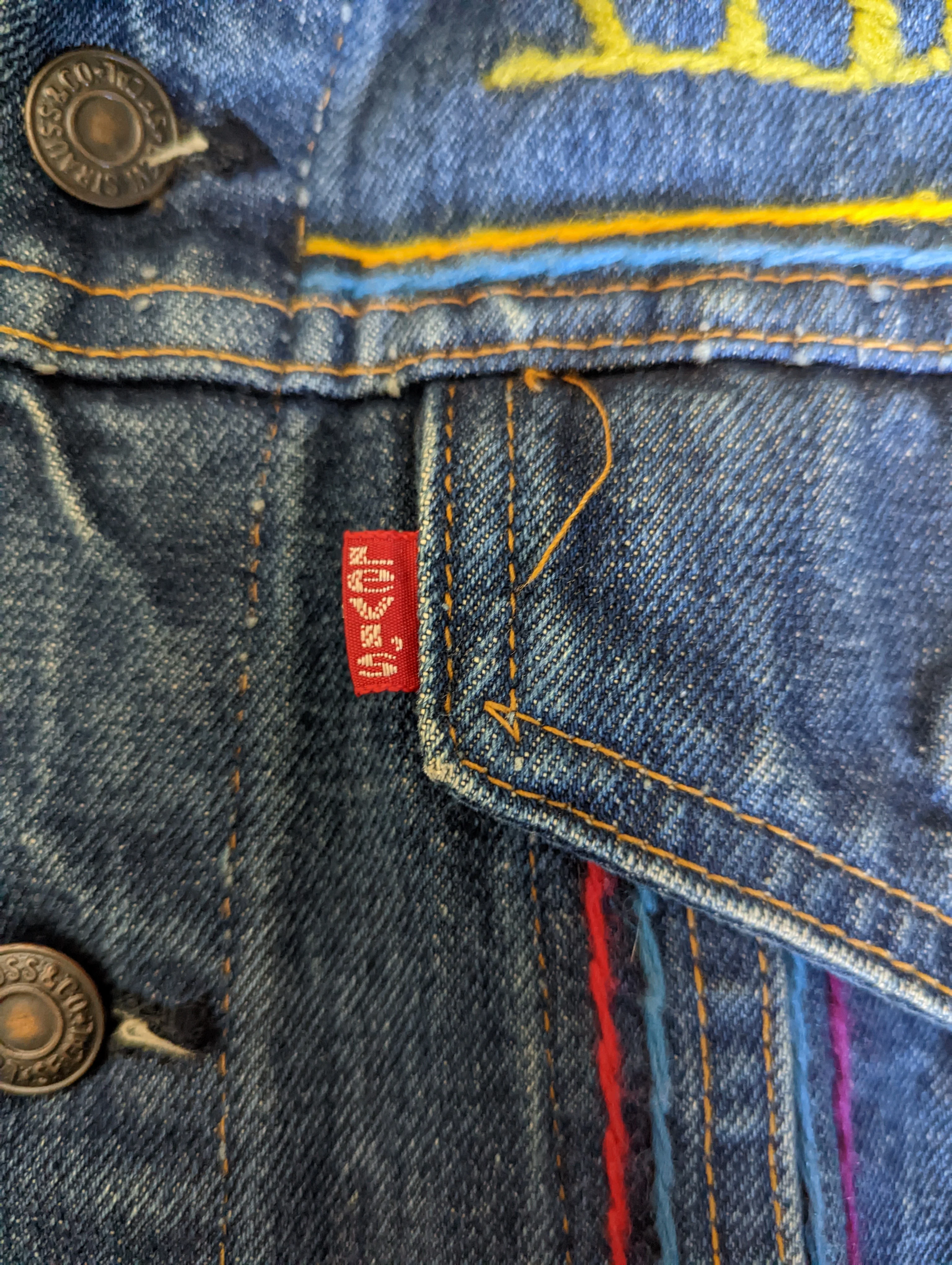 70s Hand Embroidered Denim Trucker Jacket by Levi's - Image 9