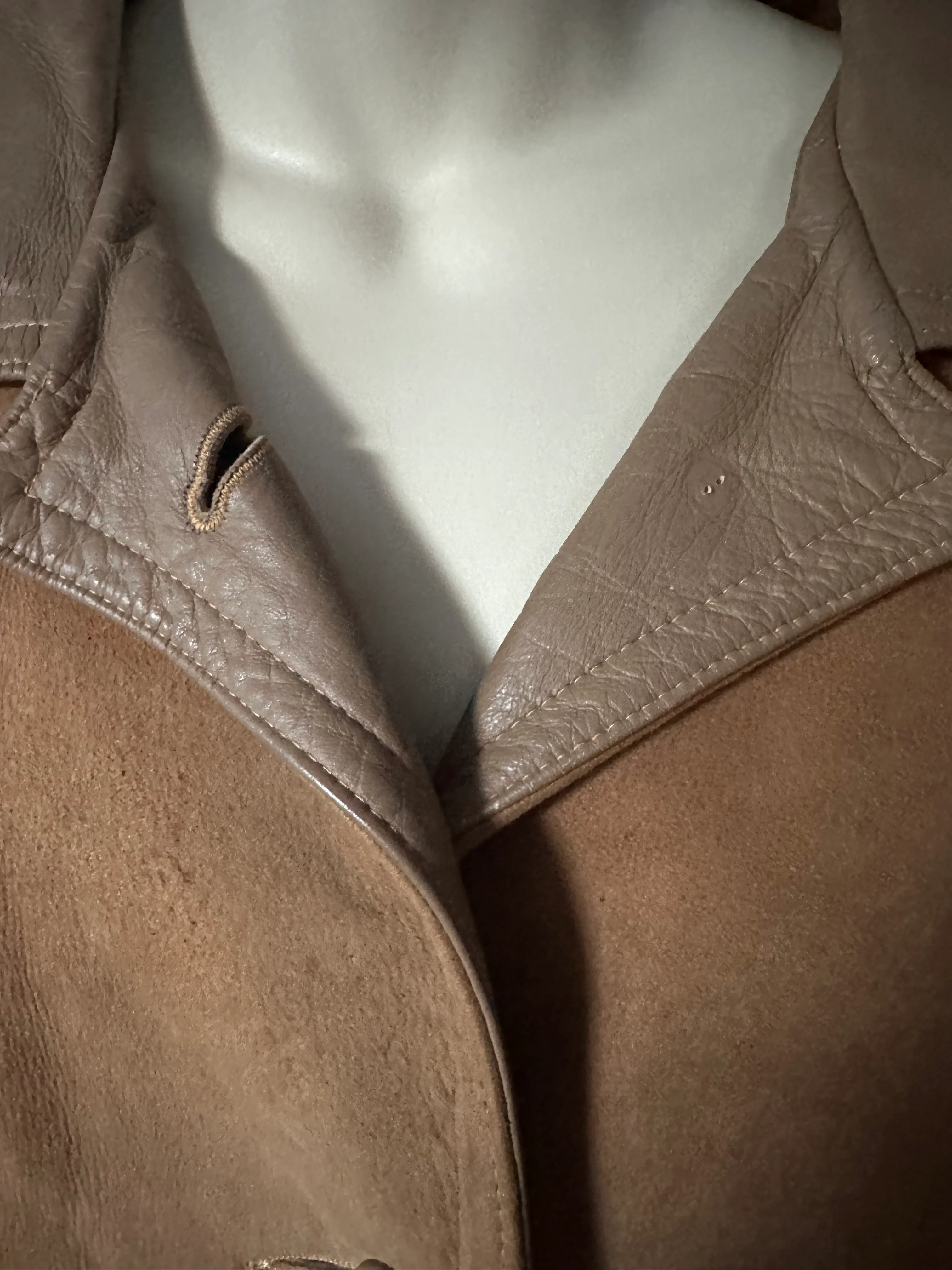 70s Handmade Brushed Leather Cape - Image 5