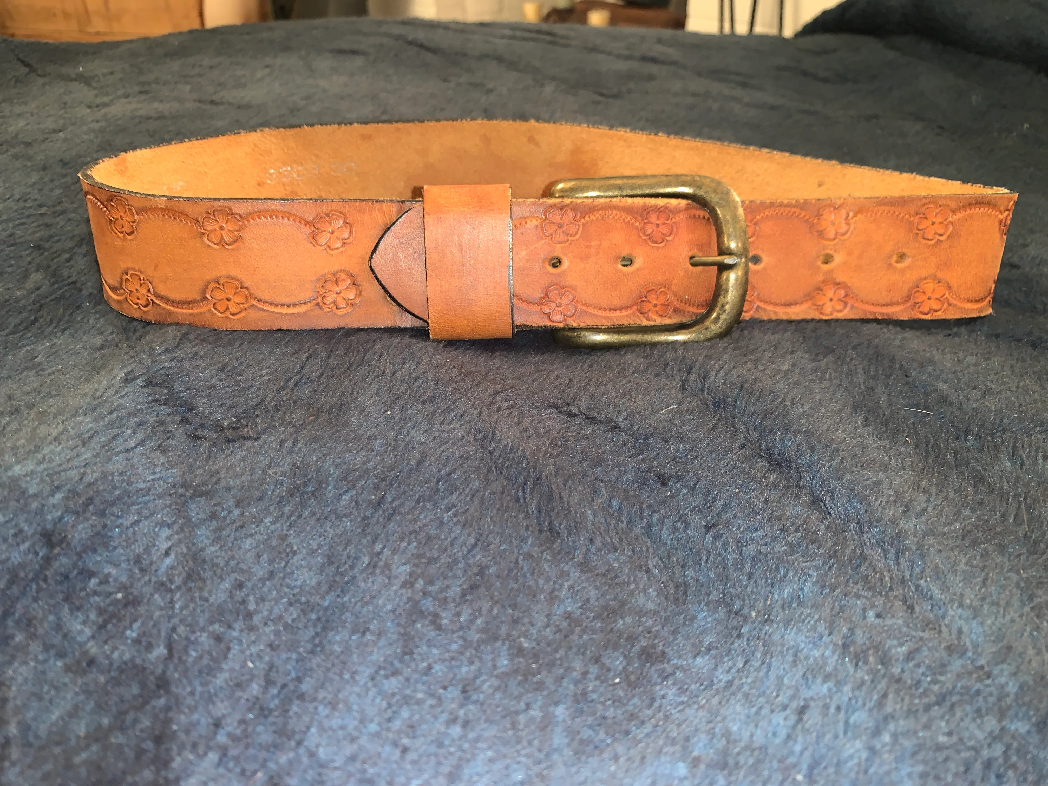 70s Handmade Tooled Leather Belt - Image 3