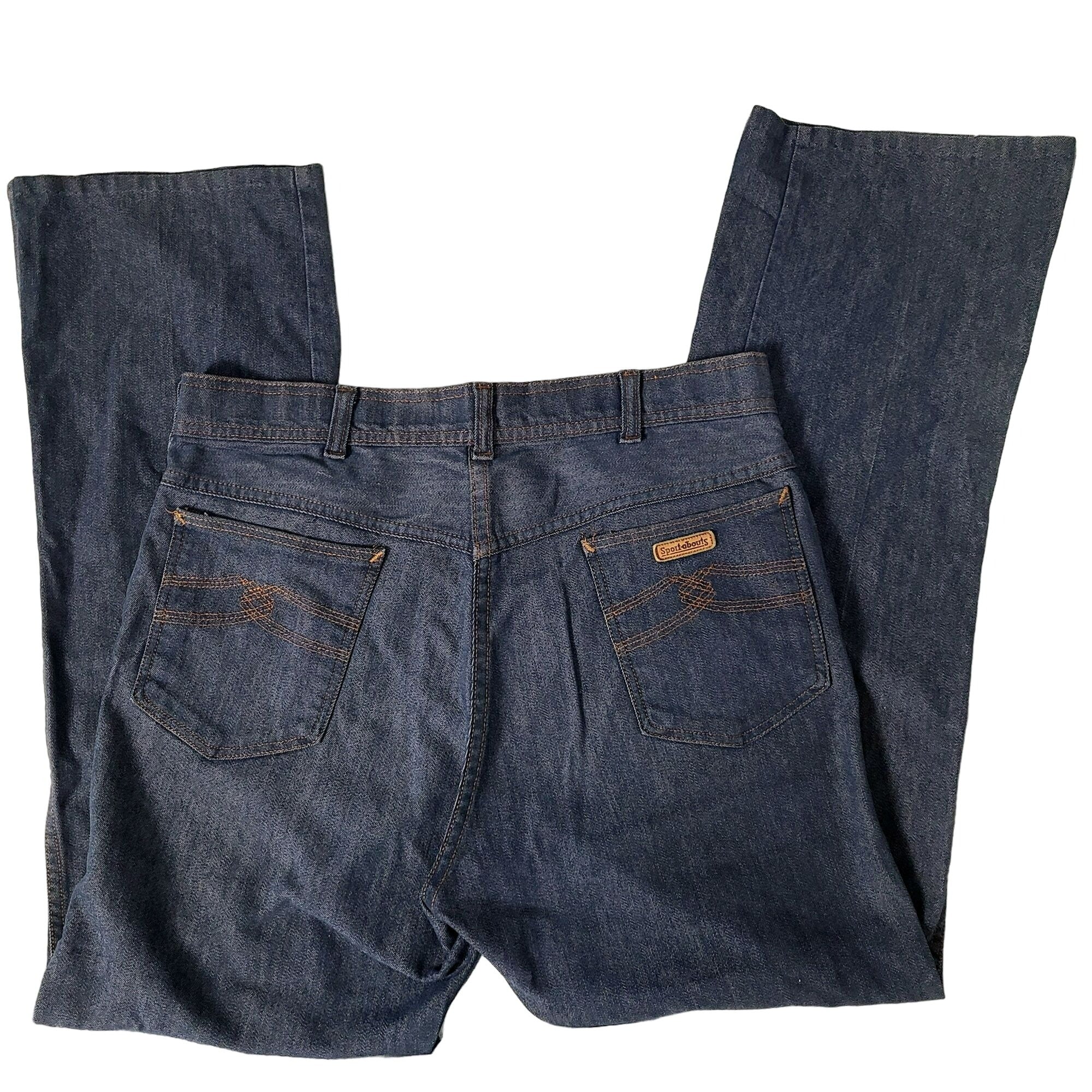 70s High Waist Bootcut Dark Wash Jeans Denim 32 Women - Image 11
