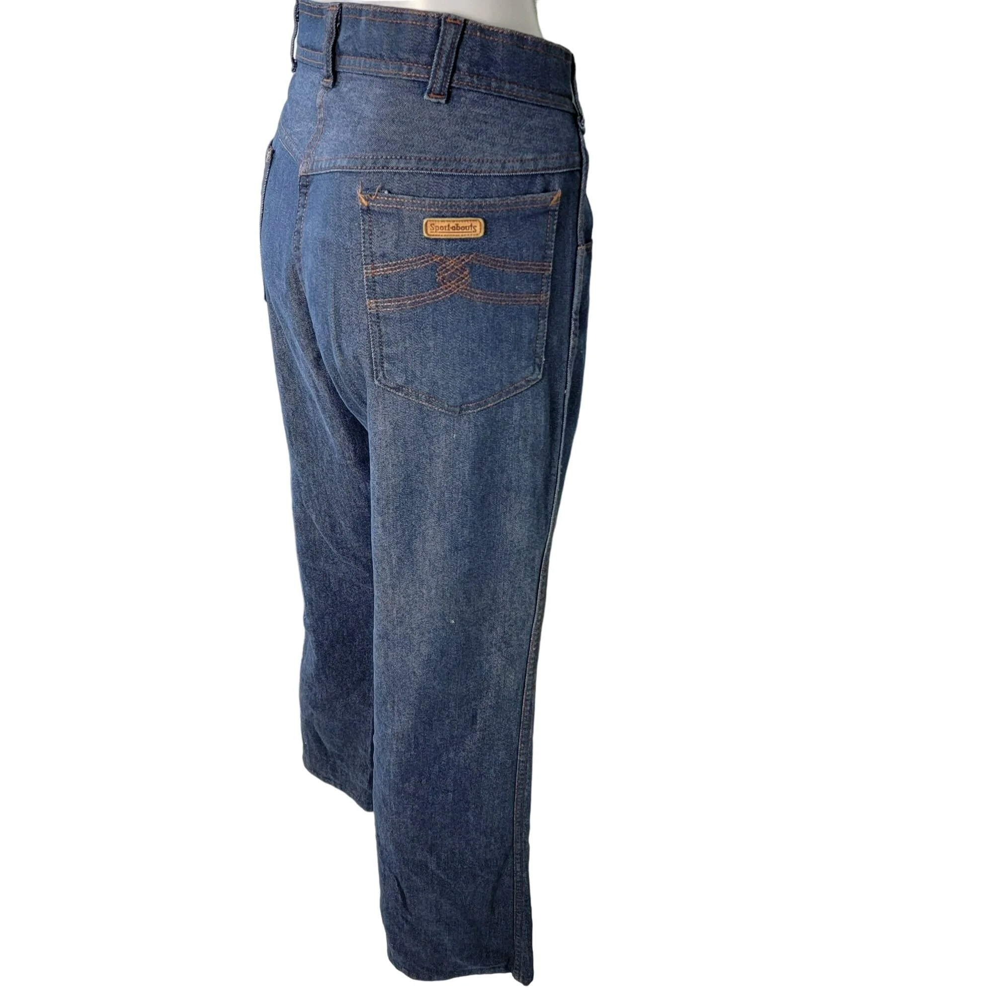 70s High Waist Bootcut Dark Wash Jeans Denim 32 Women - Image 3