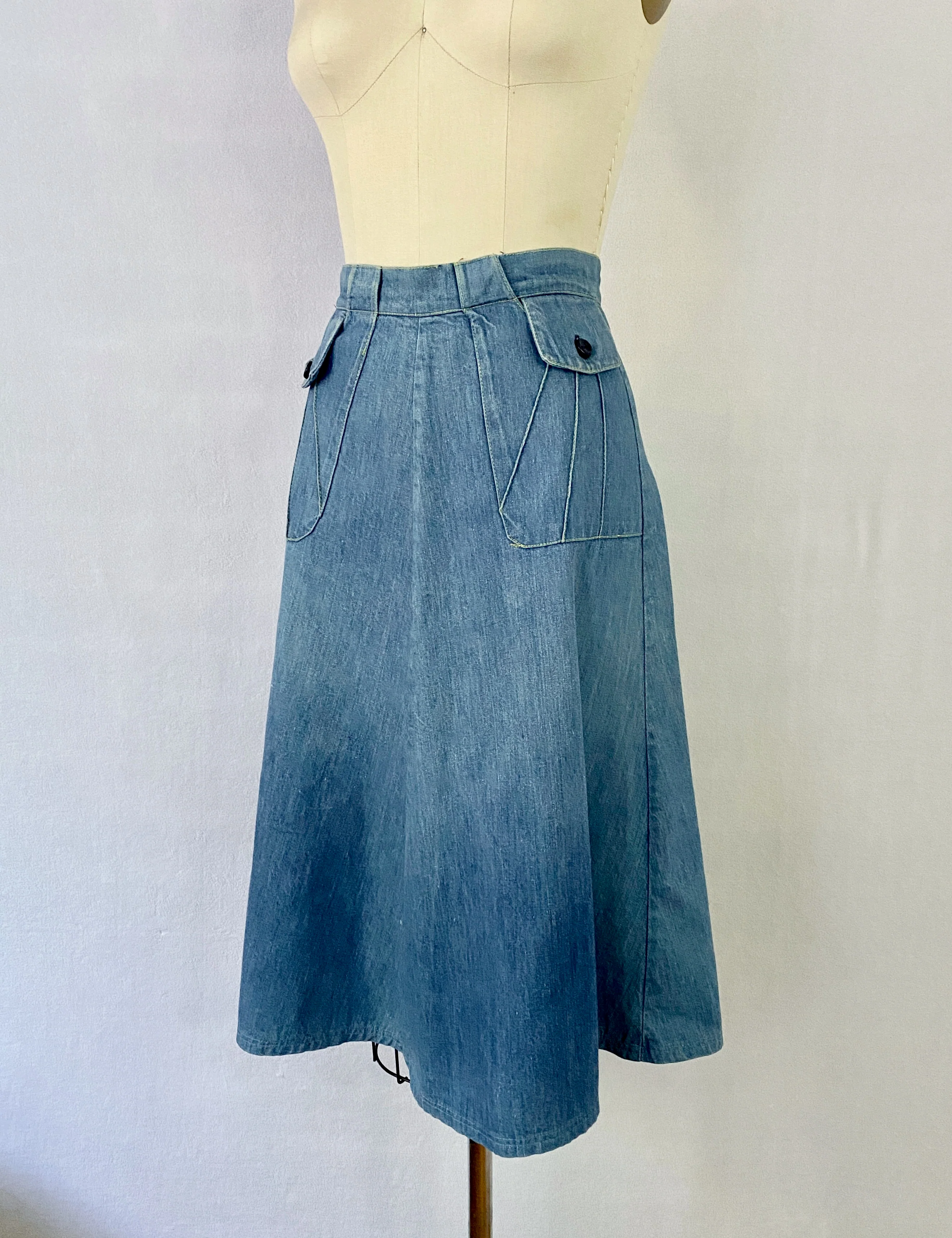 70s High-waisted Denim Skirt By Happy Legs Denim - Image 4
