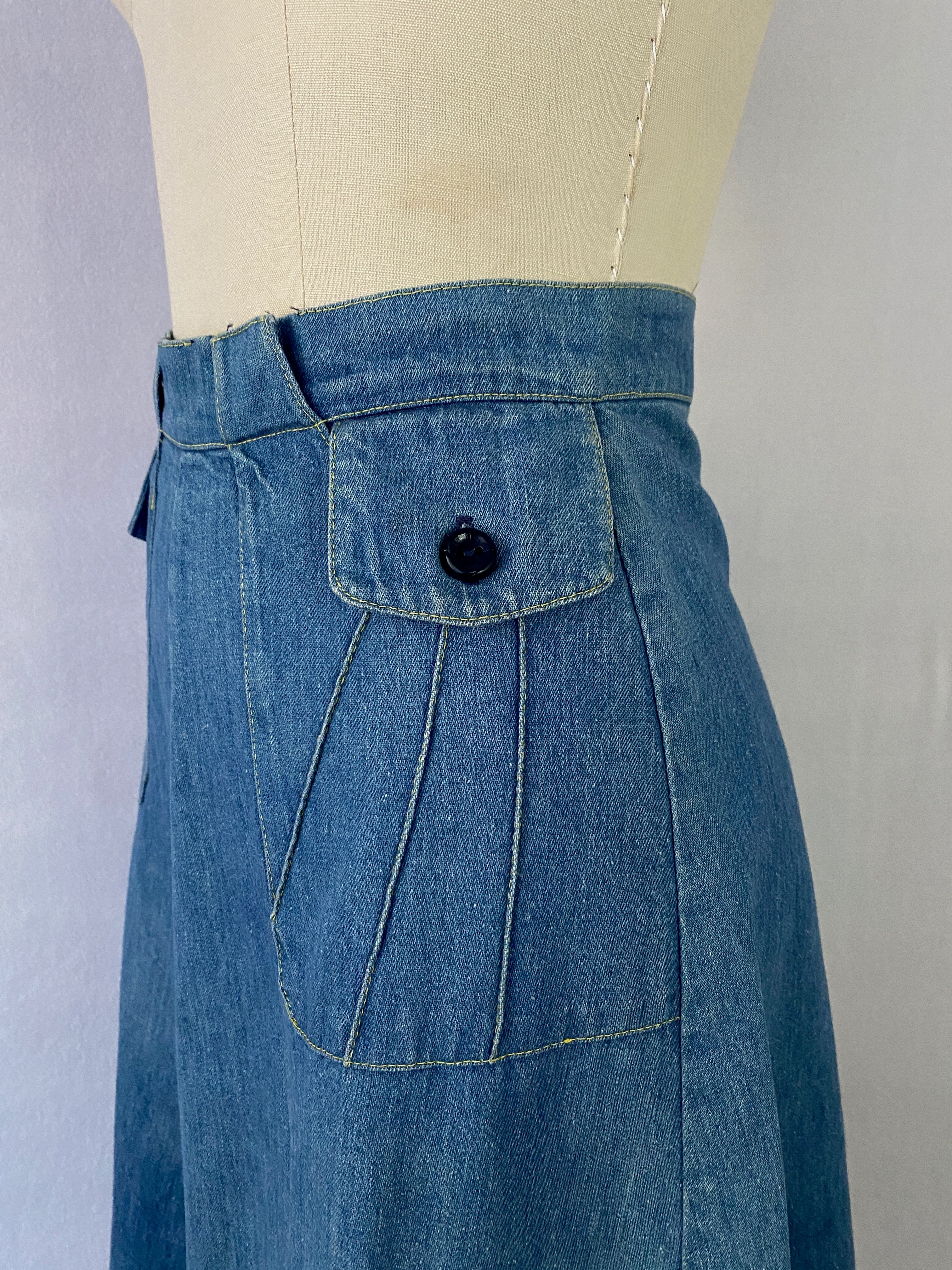 70s High-waisted Denim Skirt By Happy Legs Denim - Image 5