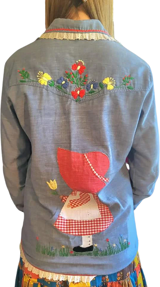 70s Fabulous Chambray Embroidered Shirt by Wrangler - Image 2