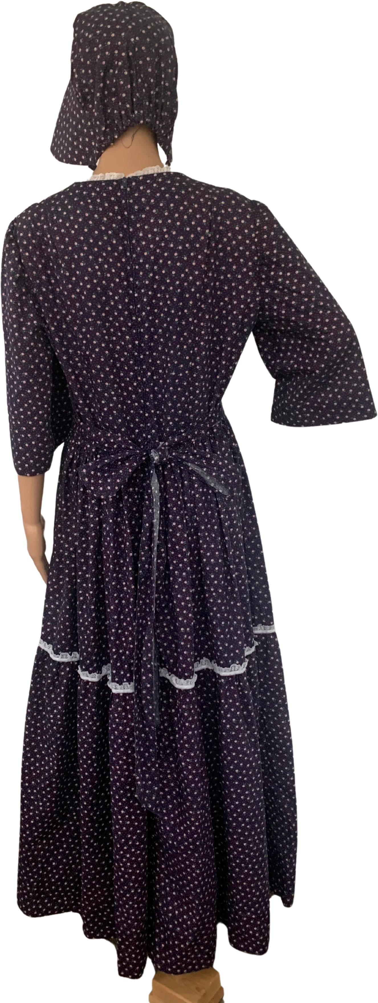 70s Homestead Dress Prairie Folk Western Floral Blue - Image 2
