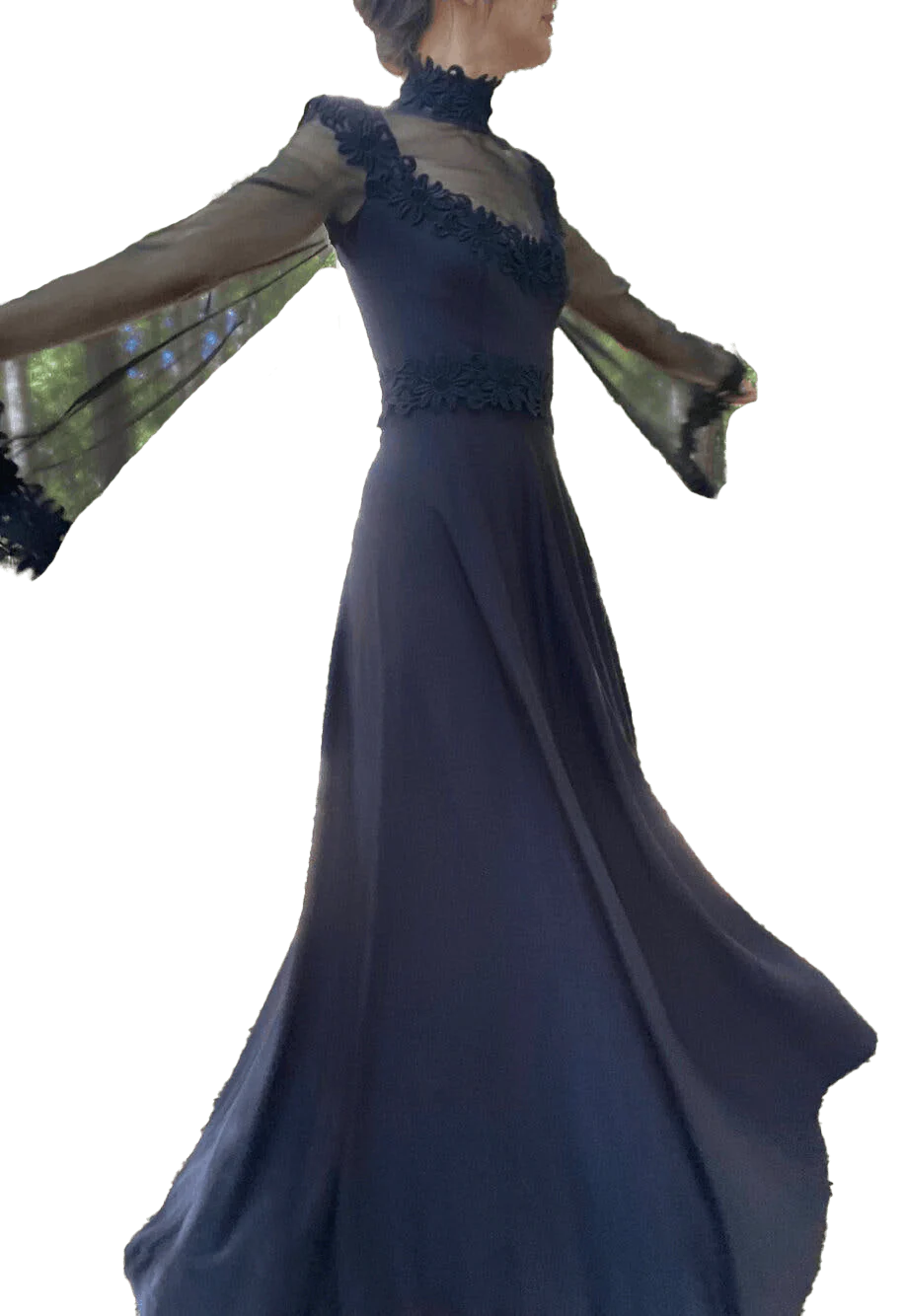 70s Illusion Flared Sleeves Maxi By Lillie Rubin Collection 700 - Image 11