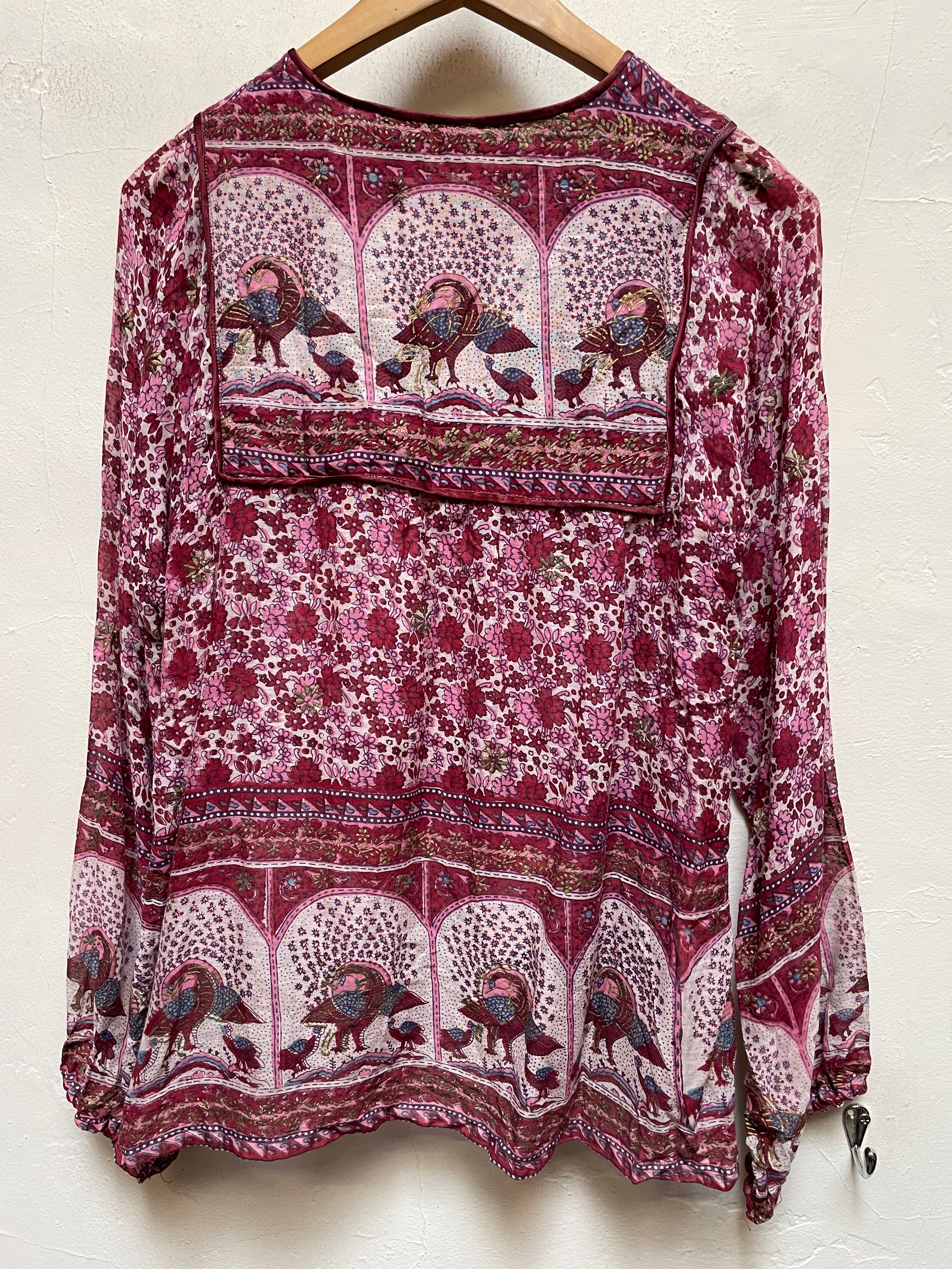 70s Indian Cotton Gauze Blouse Hippie Boho By Anand - Image 6