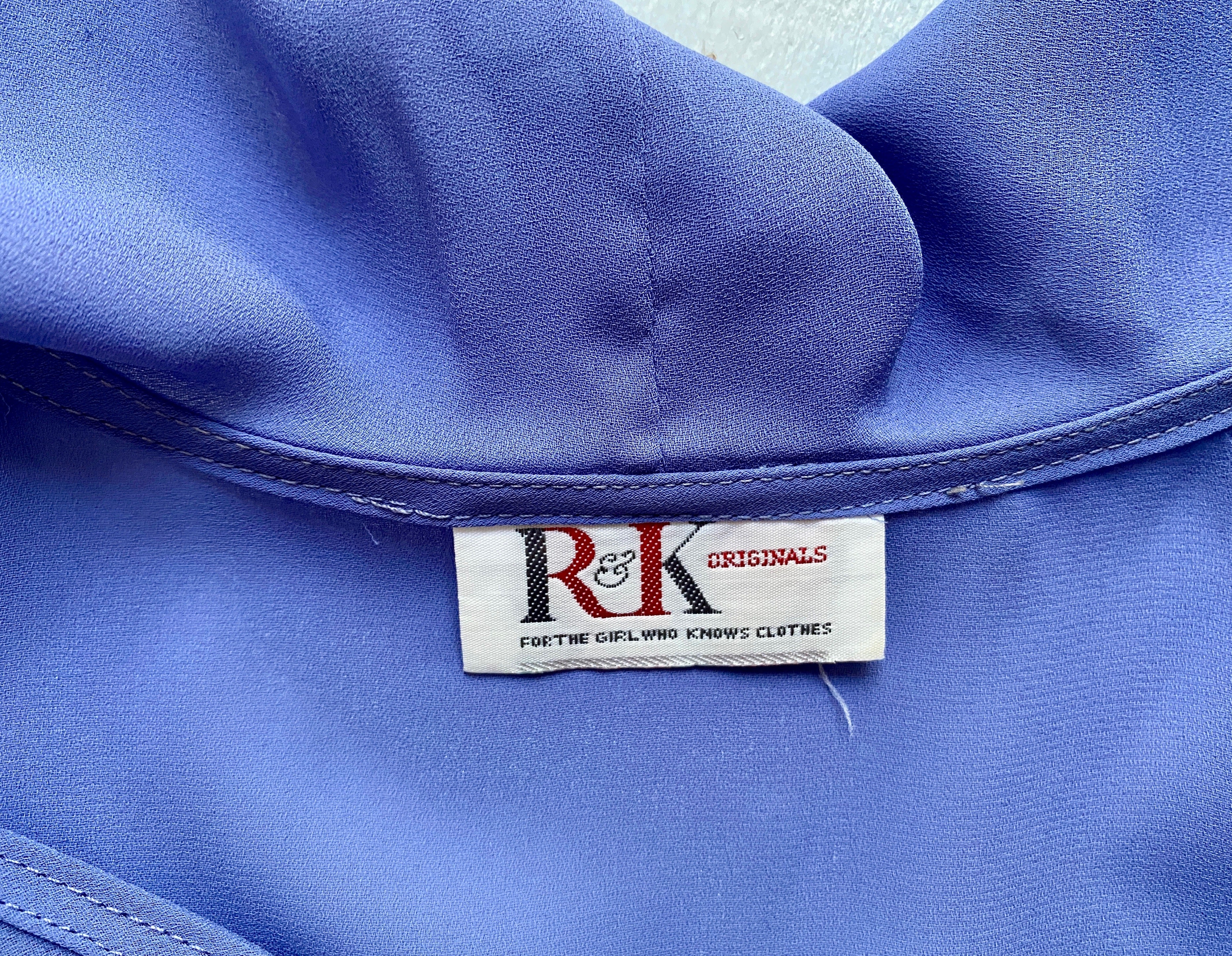 70s Indigo Faux-wrap Secretary Dress By R&K Originals - Image 8