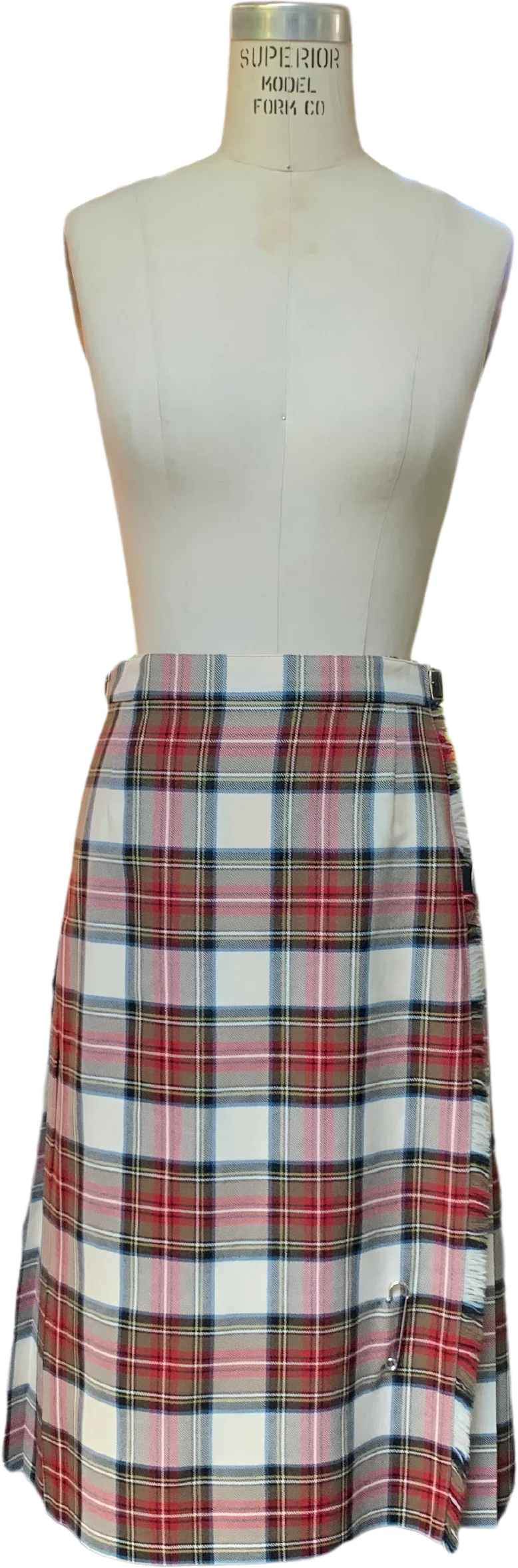 70s Ivory And Red Tartan Plaid Kilt Skirt Kilt Pin By D Mcarthur