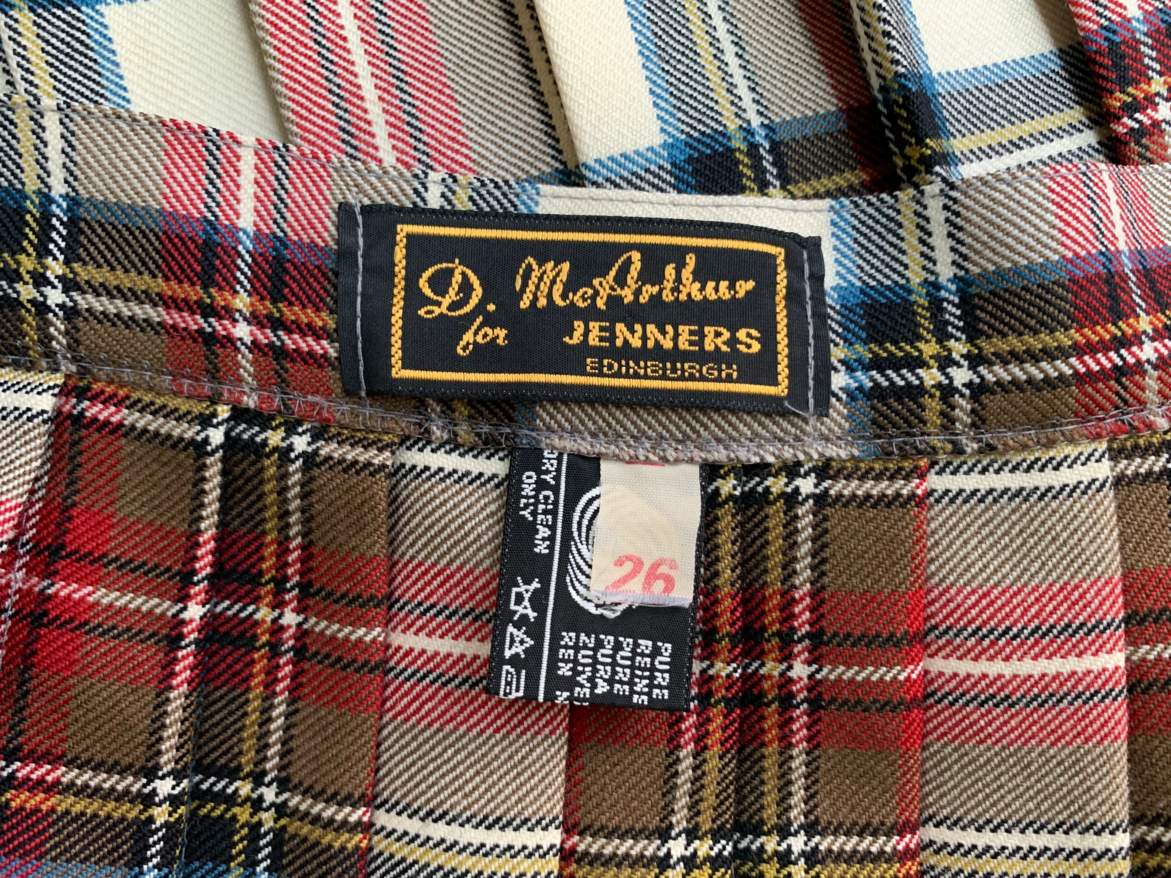 70s Ivory And Red Tartan Plaid Kilt Skirt Kilt Pin By D Mcarthur - Image 10