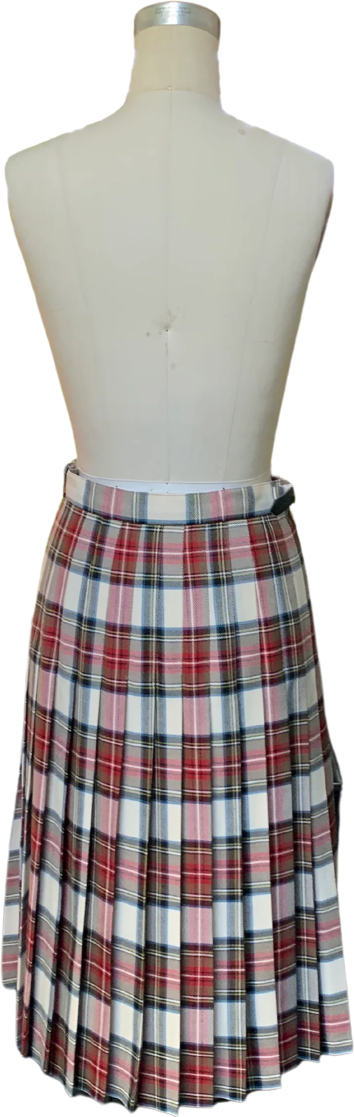 70s Ivory And Red Tartan Plaid Kilt Skirt Kilt Pin By D Mcarthur - Image 2