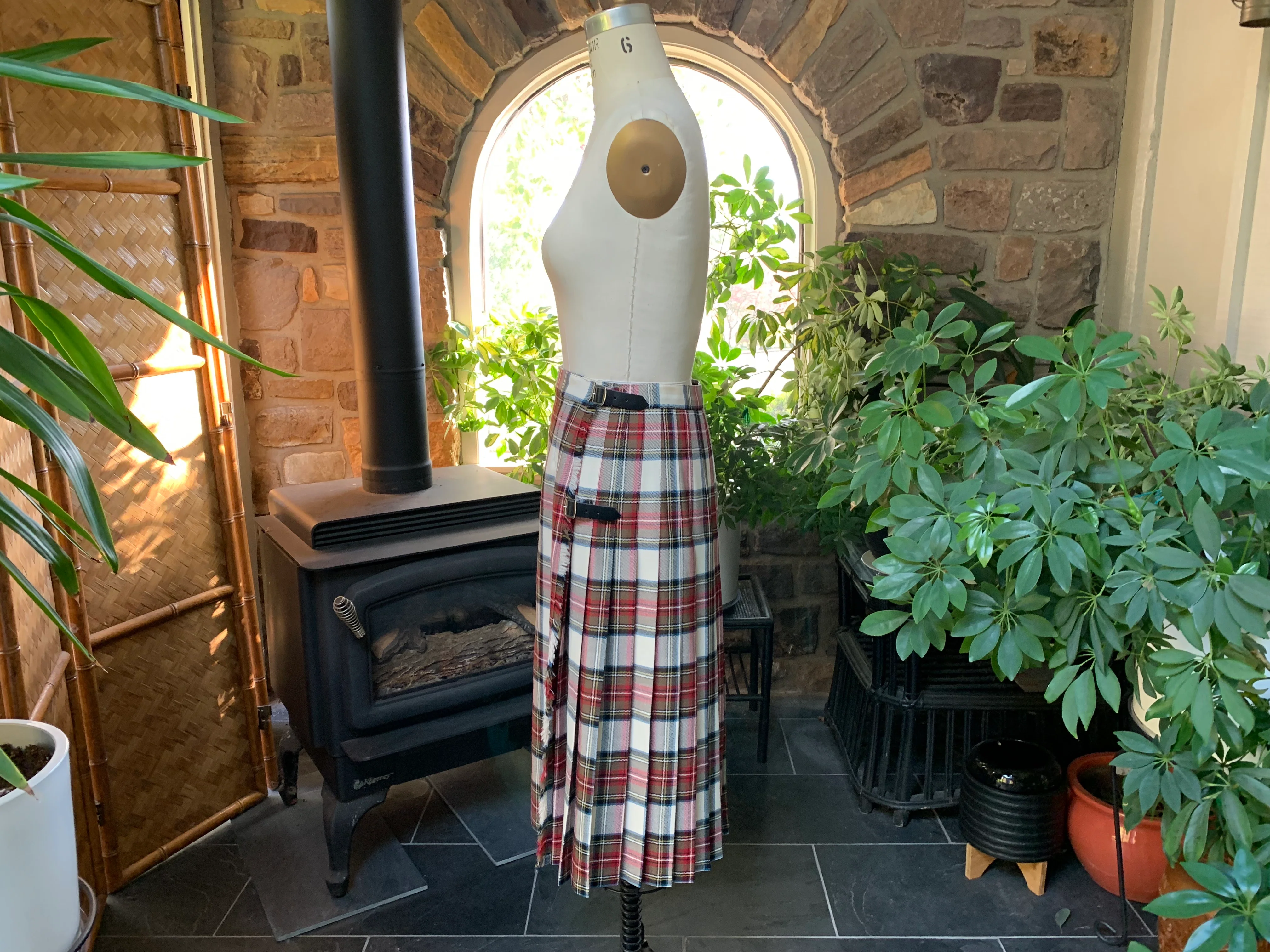 70s Ivory And Red Tartan Plaid Kilt Skirt Kilt Pin By D Mcarthur - Image 5