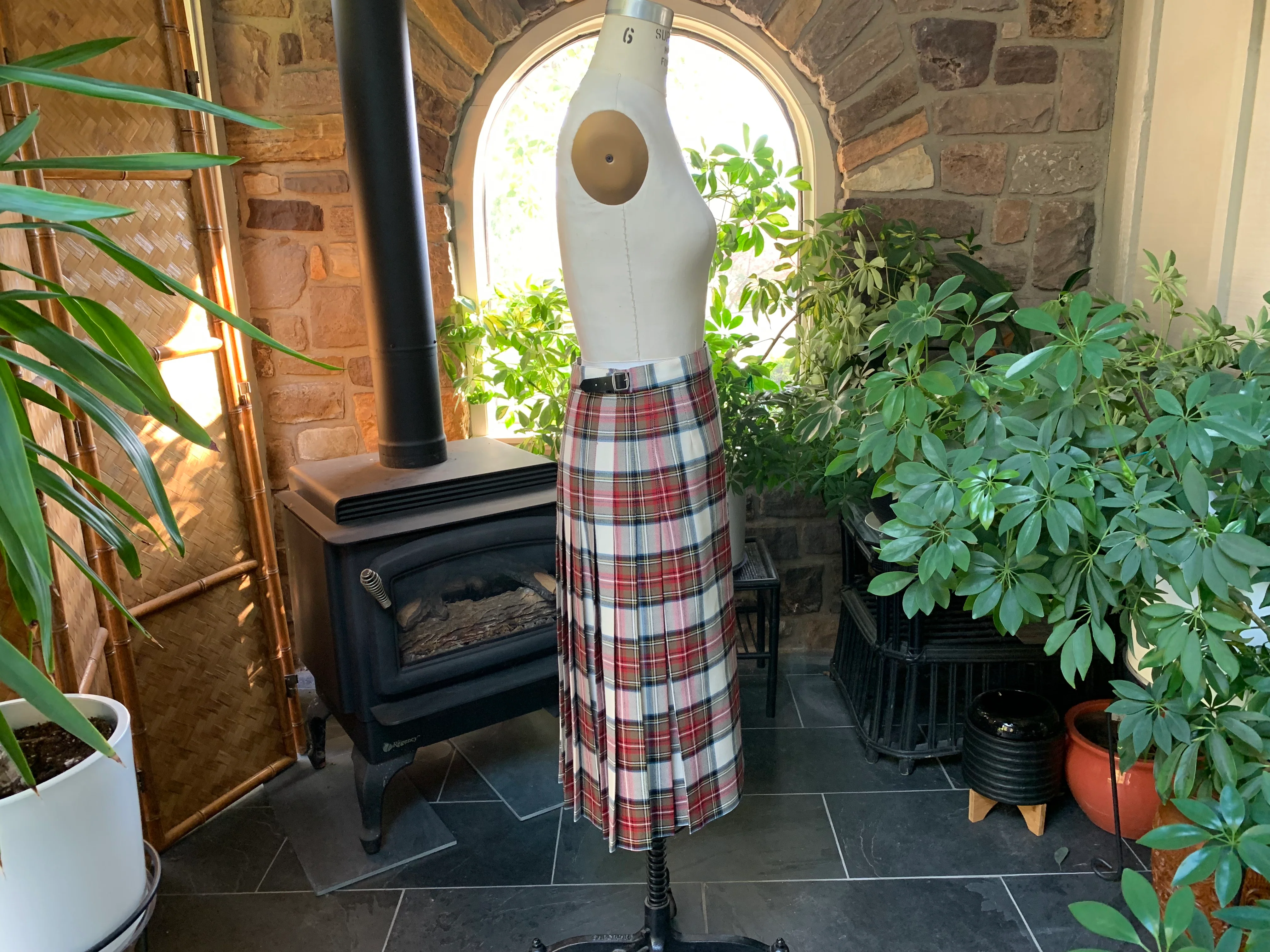 70s Ivory And Red Tartan Plaid Kilt Skirt Kilt Pin By D Mcarthur - Image 8
