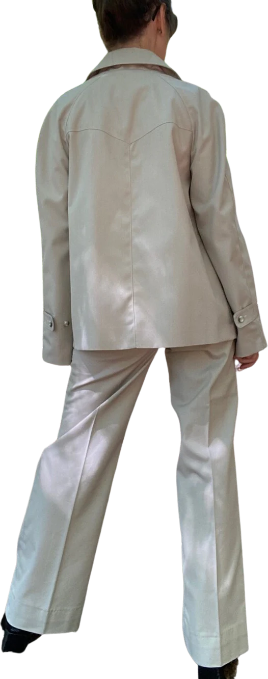 70s Khaki Cotton Safari Pantsuit By Evan Picone - Image 2