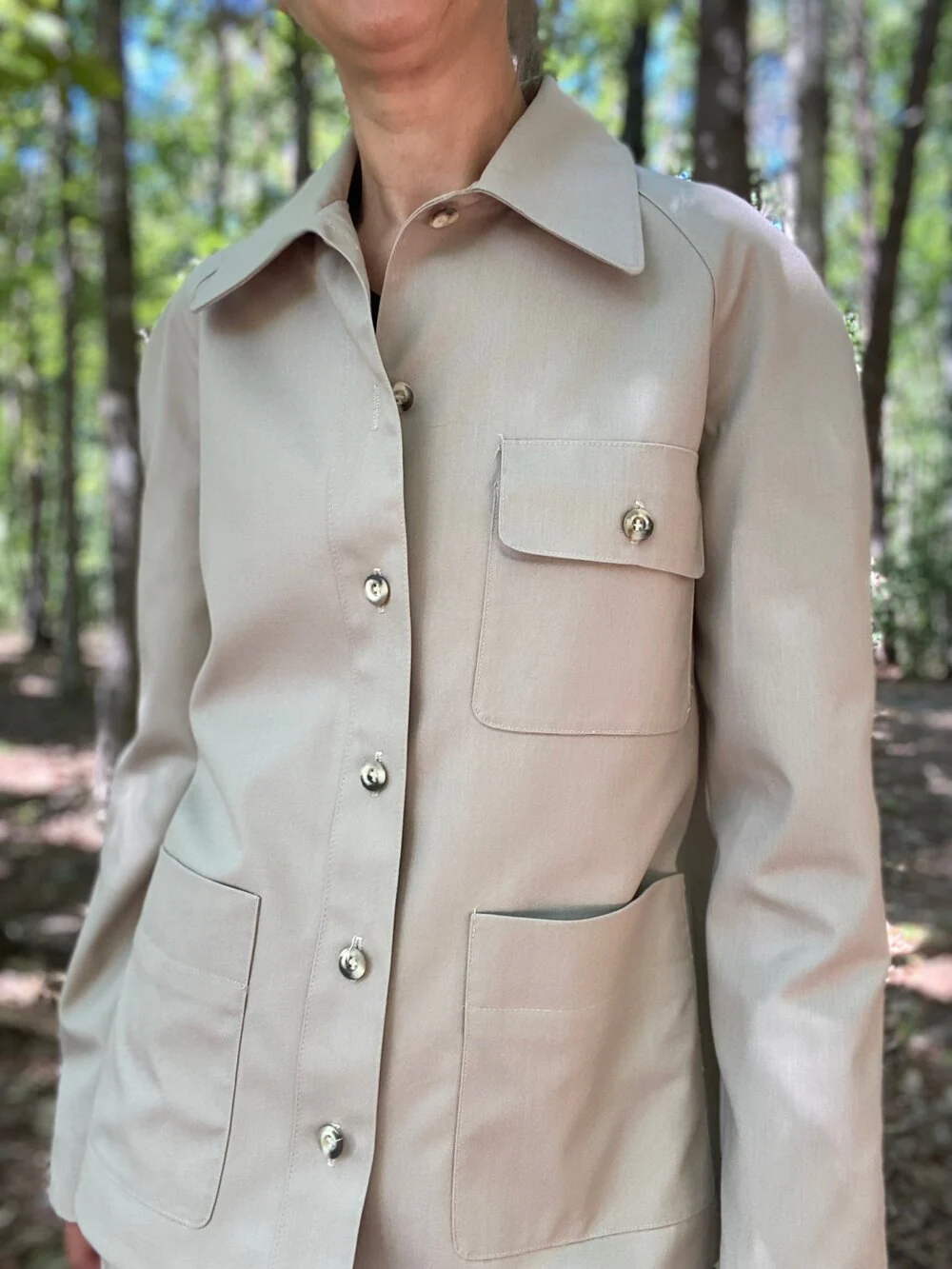 70s Khaki Cotton Safari Pantsuit By Evan Picone - Image 5