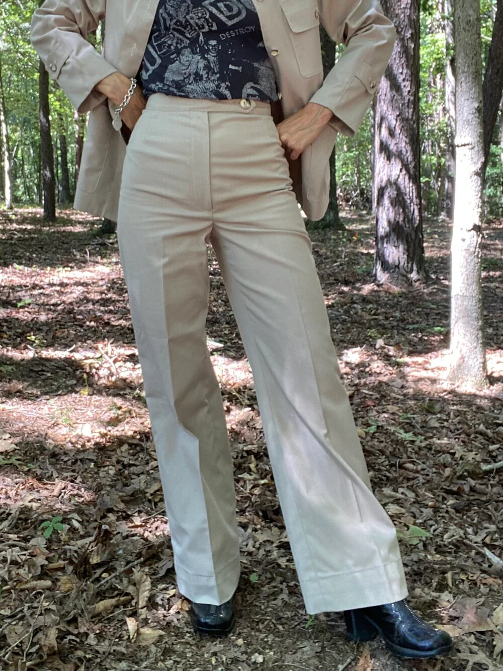 70s Khaki Cotton Safari Pantsuit By Evan Picone - Image 7