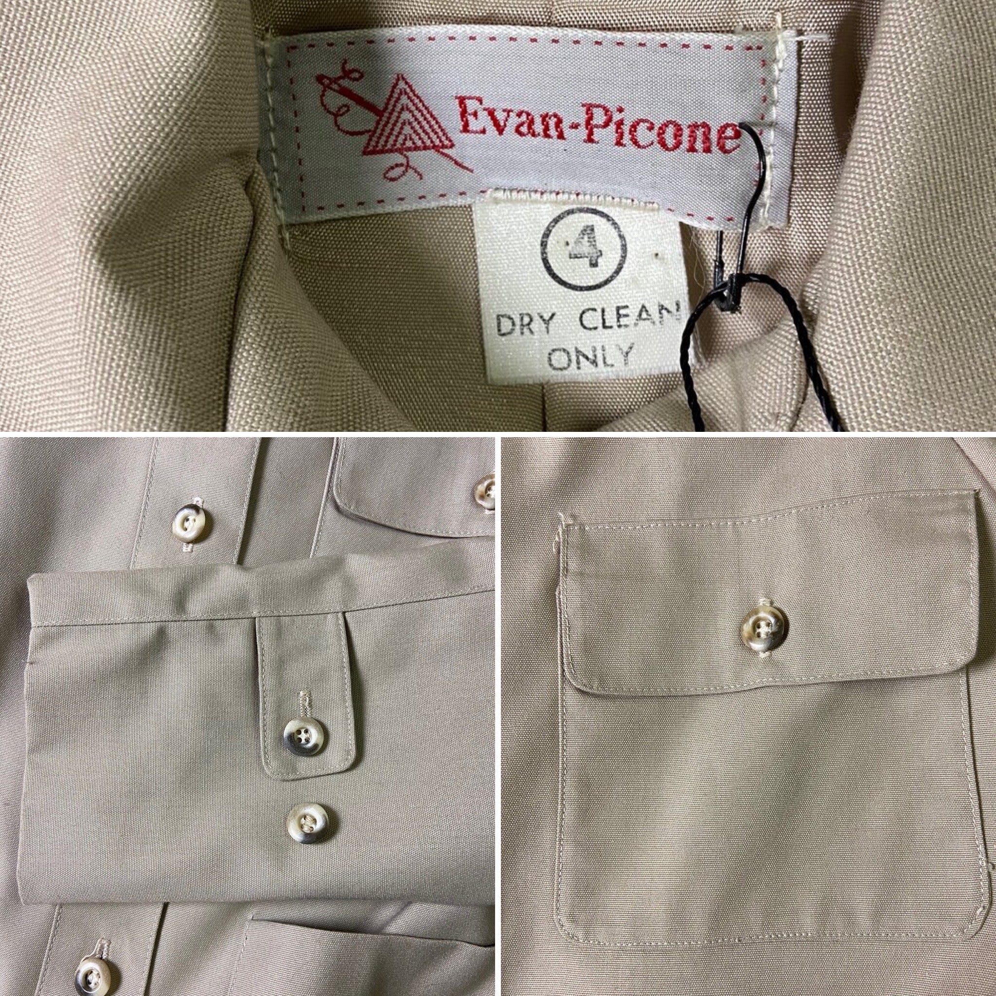 70s Khaki Cotton Safari Pantsuit By Evan Picone - Image 9
