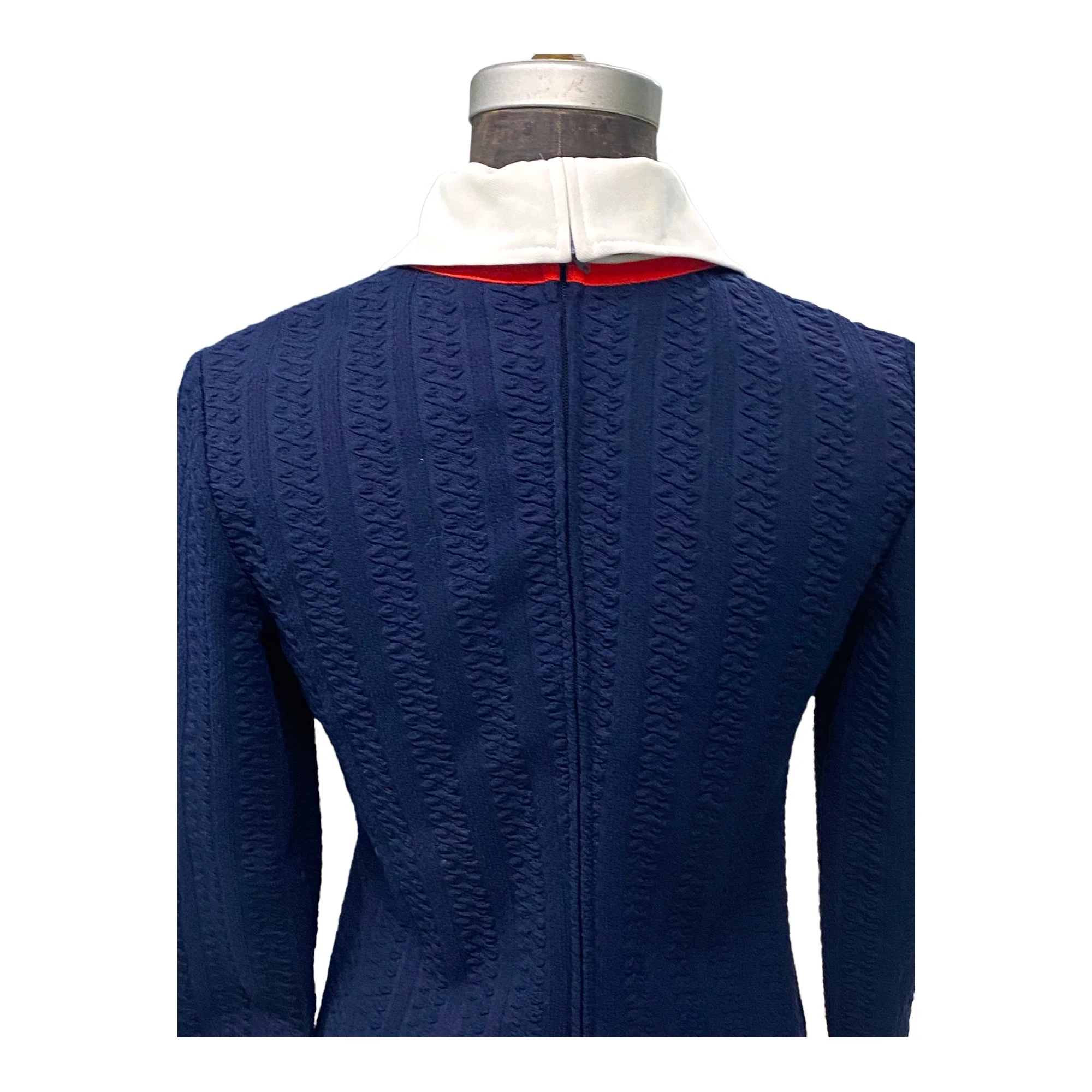 70s Knit Blue Knit Dress White Collar Red White Trim By Butte Knit - Image 8