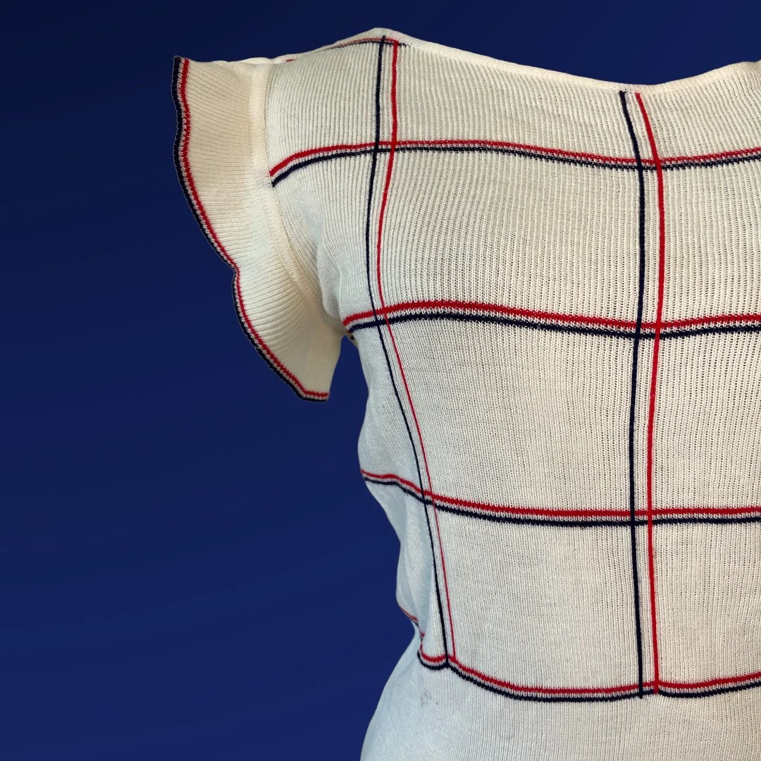 70s Knit Mod Top With Ruffle Sleeves - Image 3