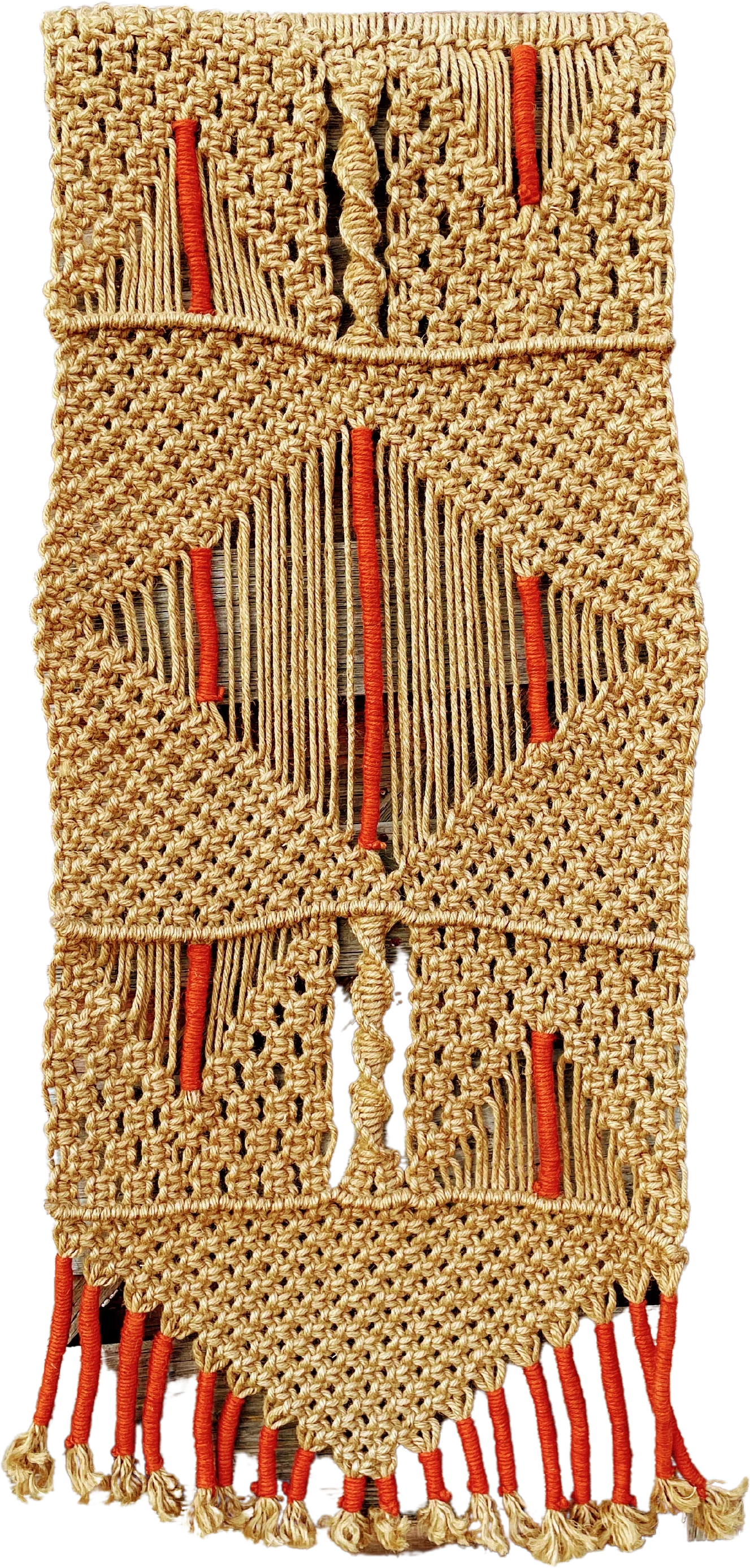 70s Large Jute Macrame' Wall Hanging Tassels