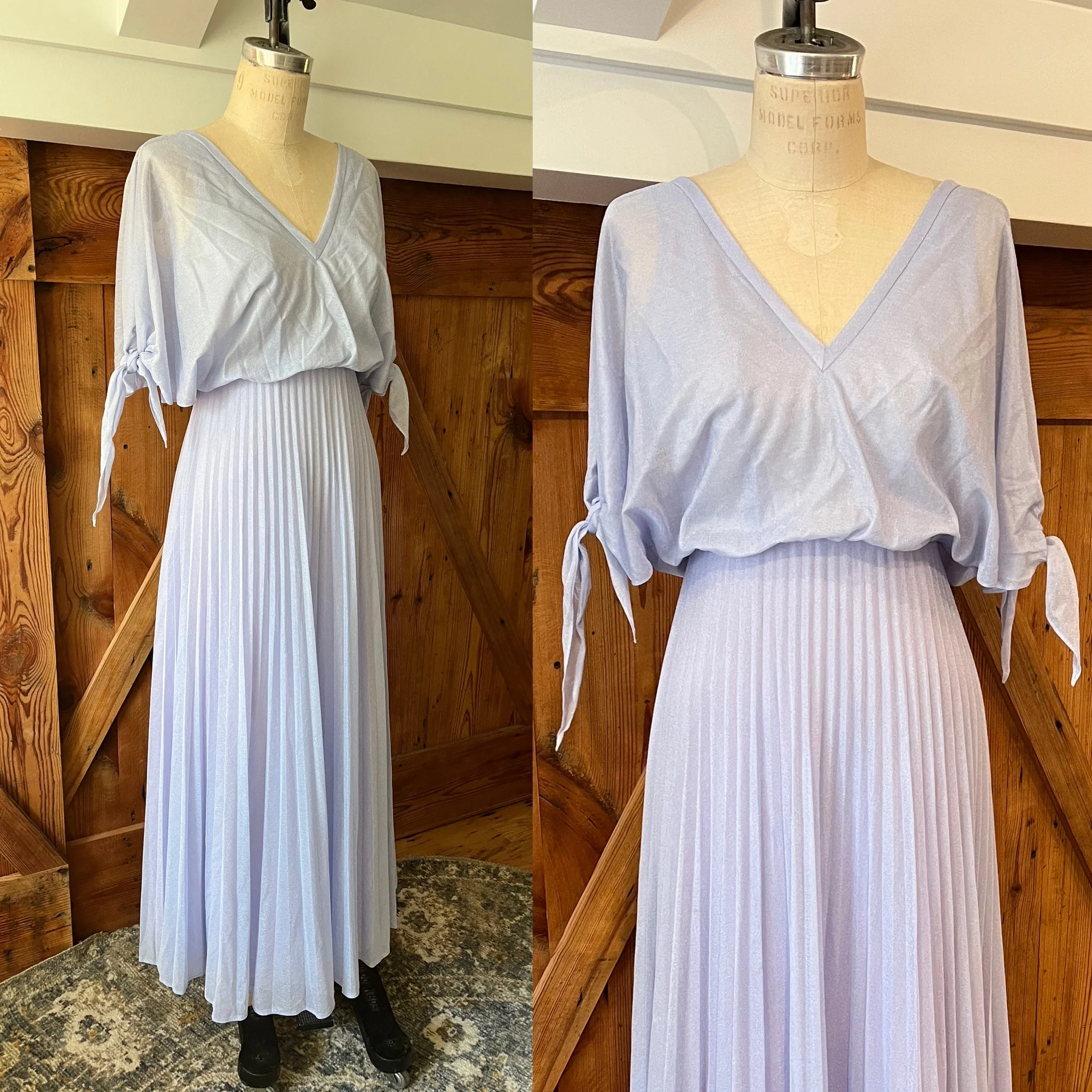 70s Lavender Haze Pleated Maxi Gown Dress - Image 4