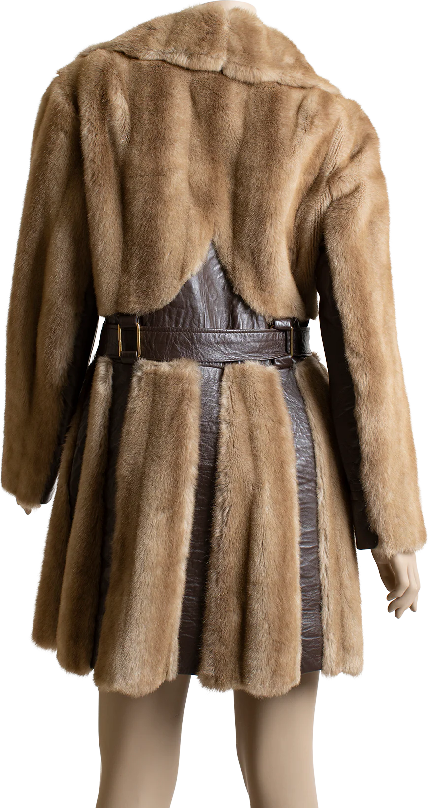 70s Leather And Faux Fur Coat - Image 2