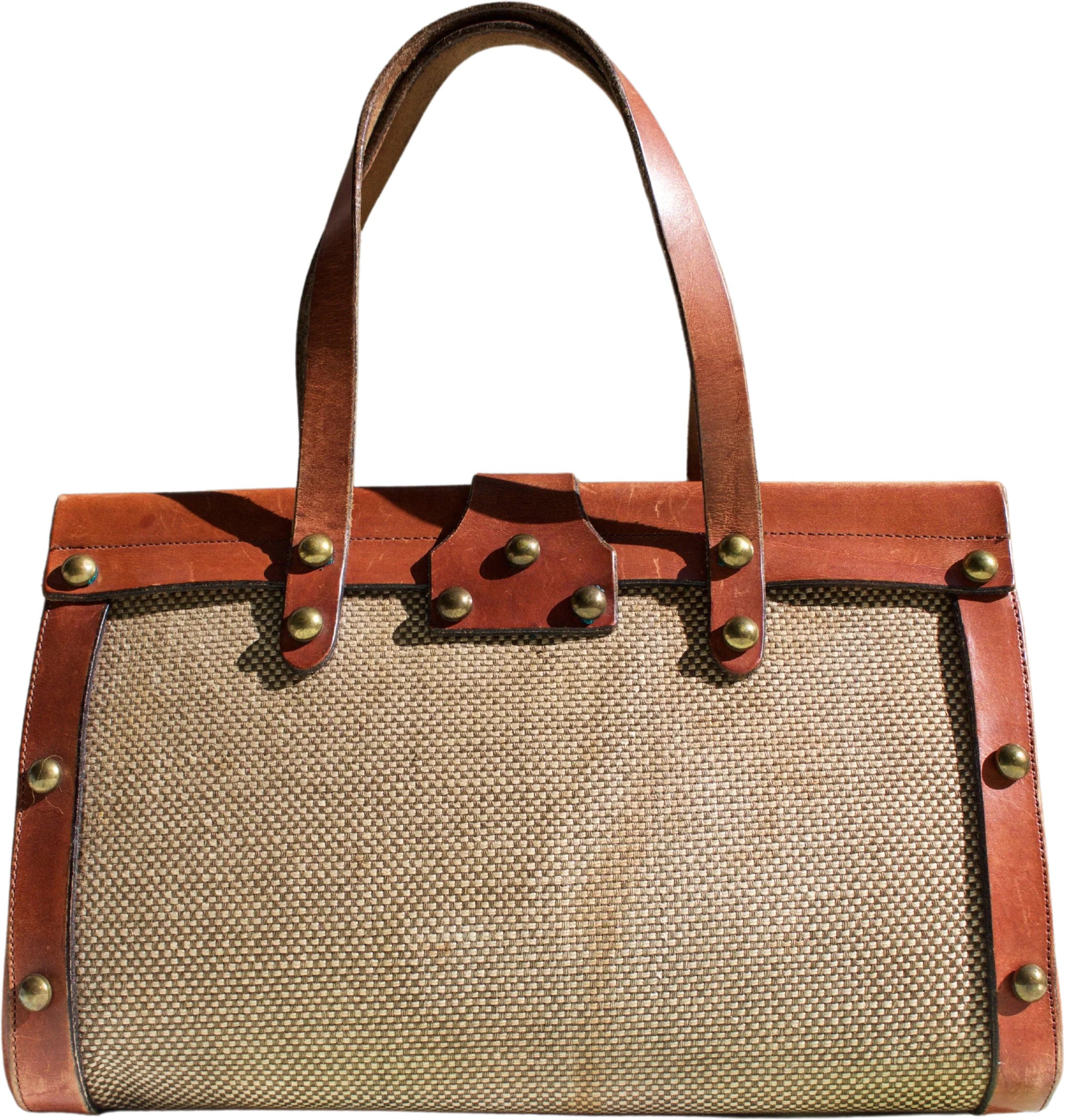 70s Leather And Tweed Handbag By John Romain - Image 2