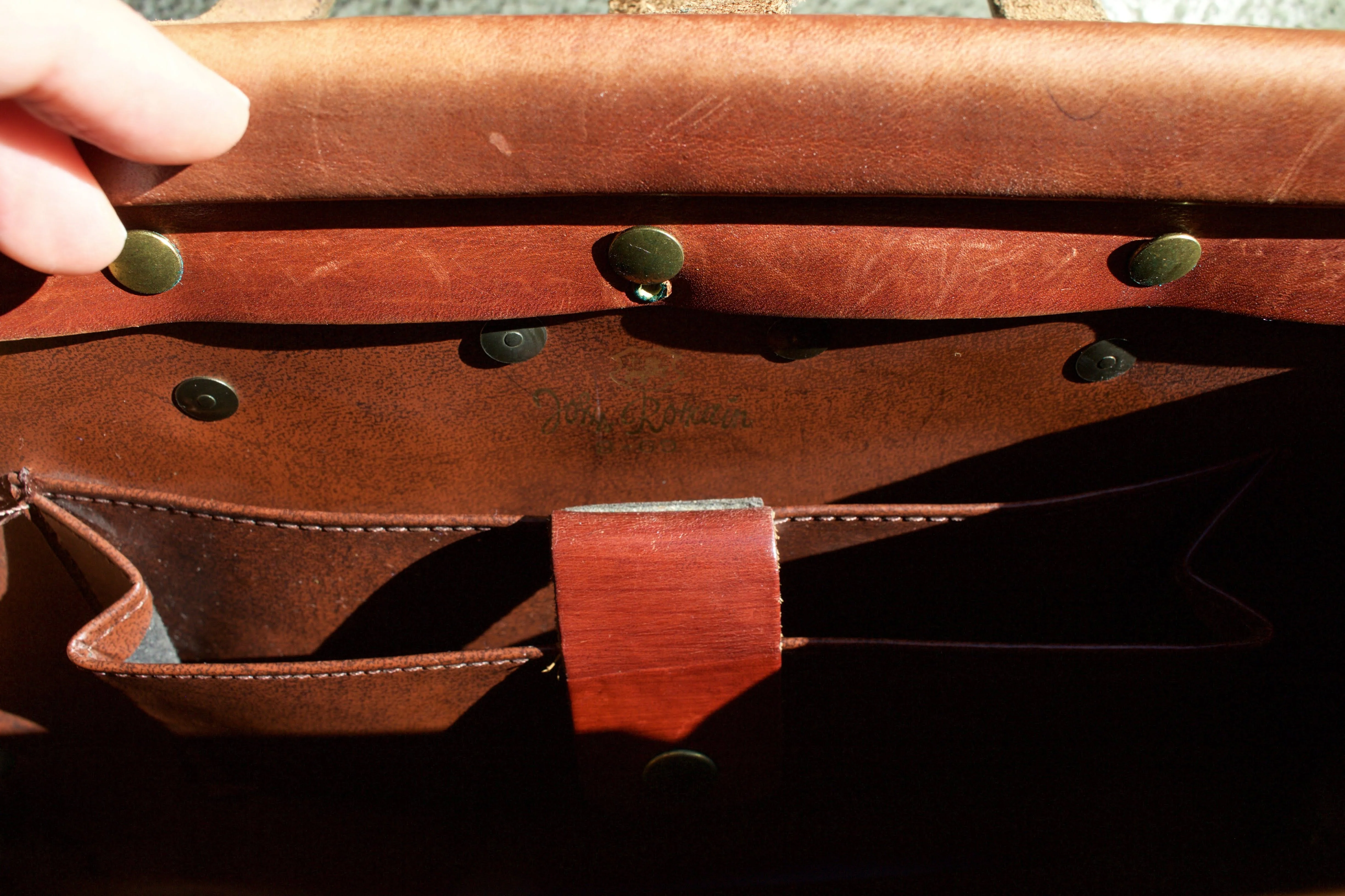 70s Leather And Tweed Handbag By John Romain - Image 7