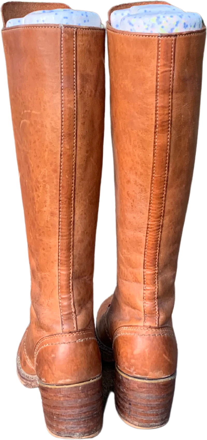 70s Leather Lace-up Campus Boots With Wood Stack Heels By Bort Carleton - Image 2