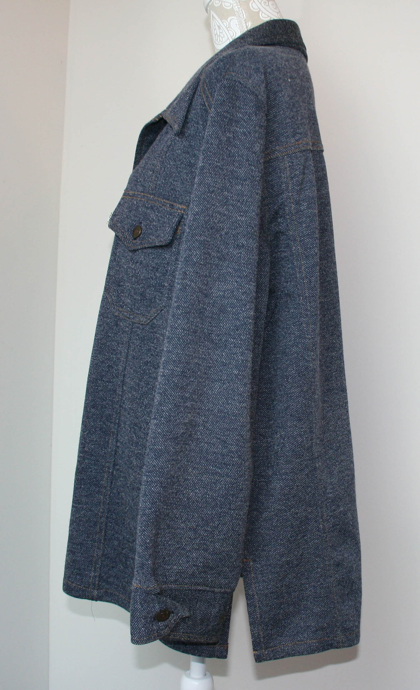 70s Levis Men Denim Look Poly Jacket L Metal Button By Levi's - Image 5