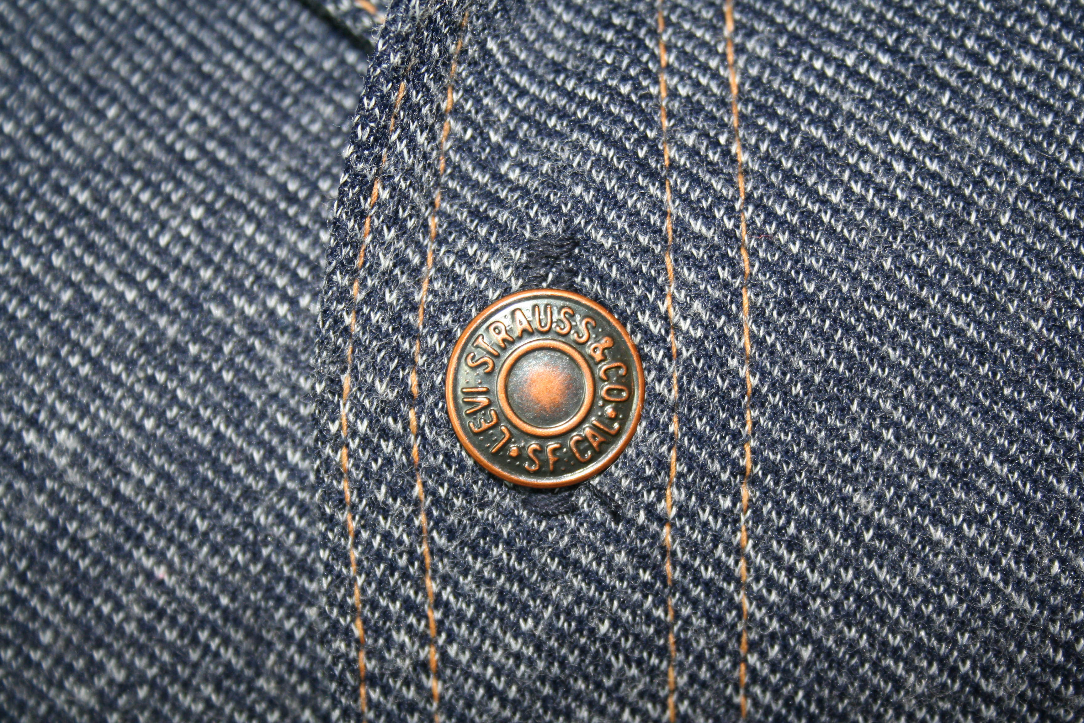 70s Levis Men Denim Look Poly Jacket L Metal Button By Levi's - Image 6