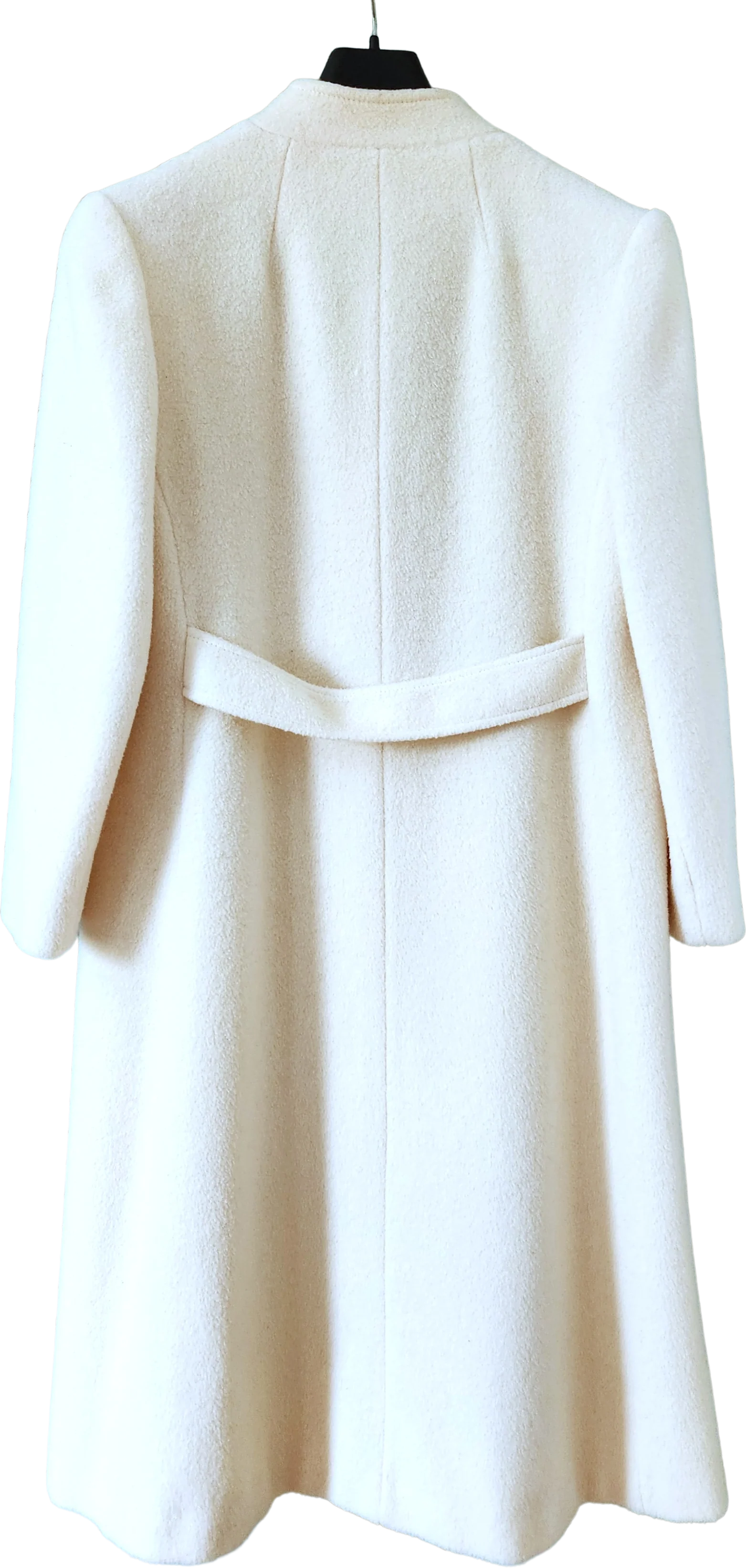 70s Light Academia Long Cream Wool Winter Over Coat By M.g. Kinsler - Image 2