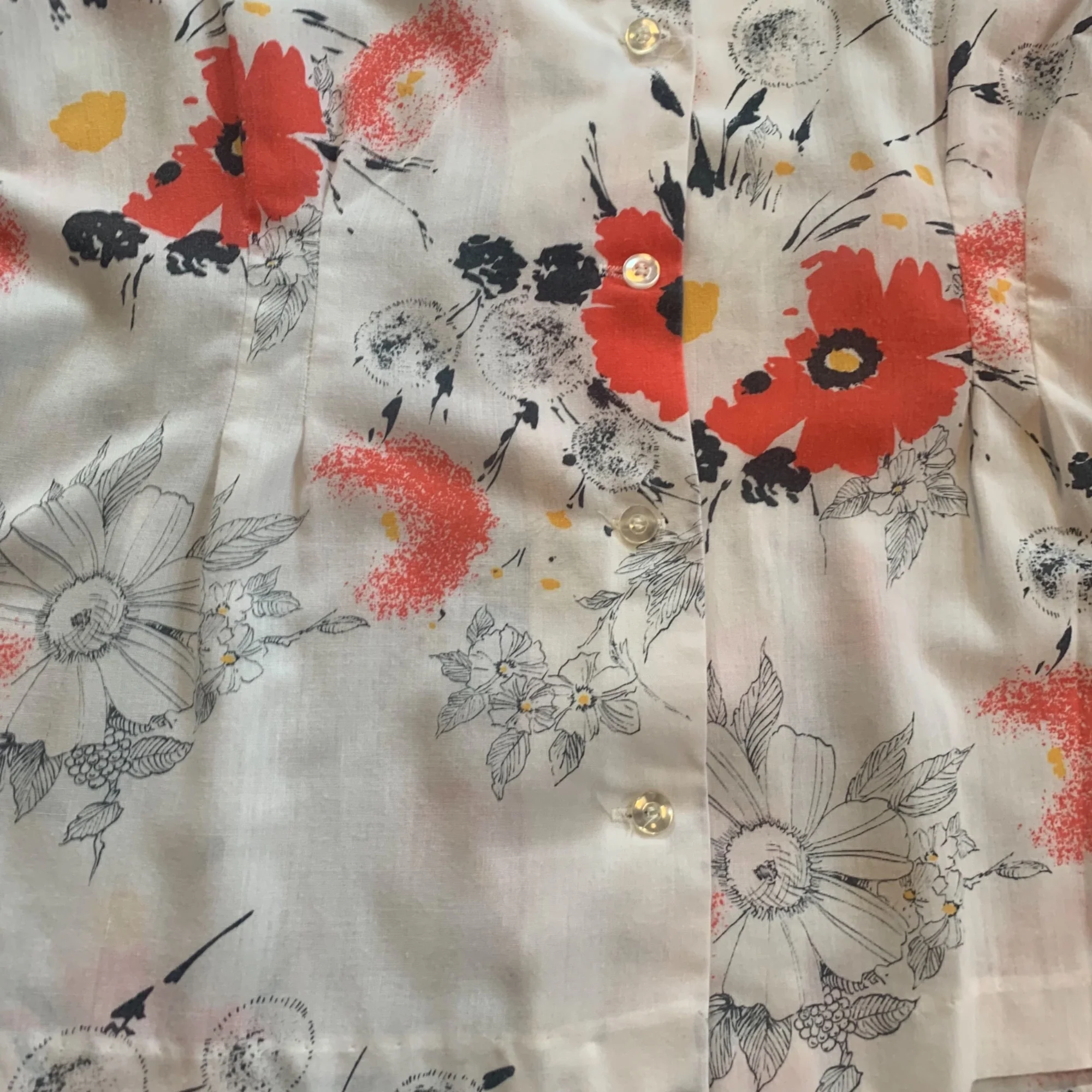 70s Lightweight Floral Dandelion Print Blouse By Sears - Image 3